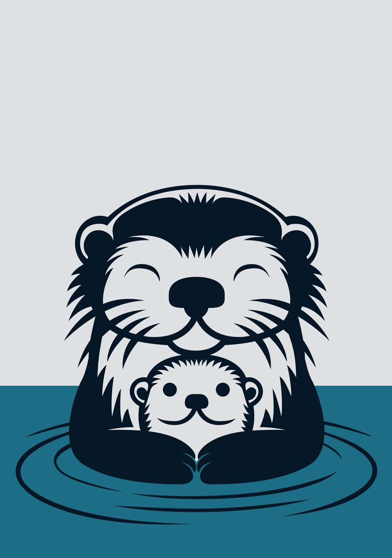 Sødt postkort med motiv af havoddermor og unge