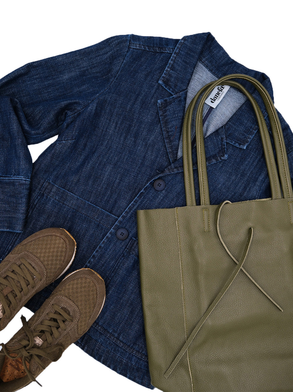 DaneHolstein Leather Tote Bag Dk Army