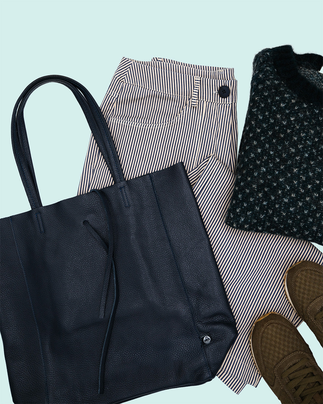 ESS - DaneHolstein Leather Tote Bag Dark Navy