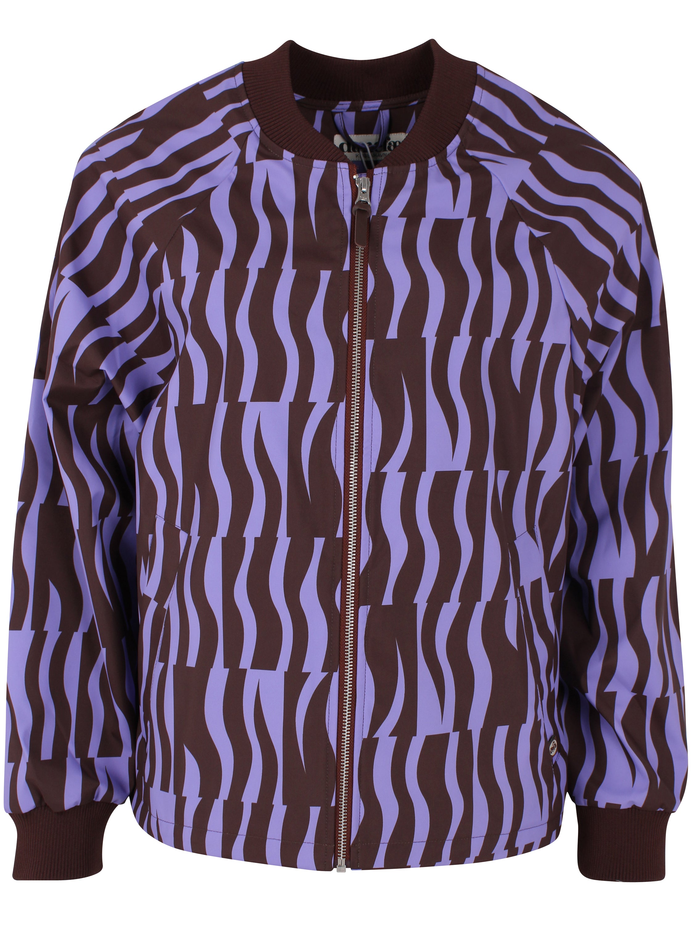 Fin kort jakke i lilla og vinrødt mønster til kvinder-8