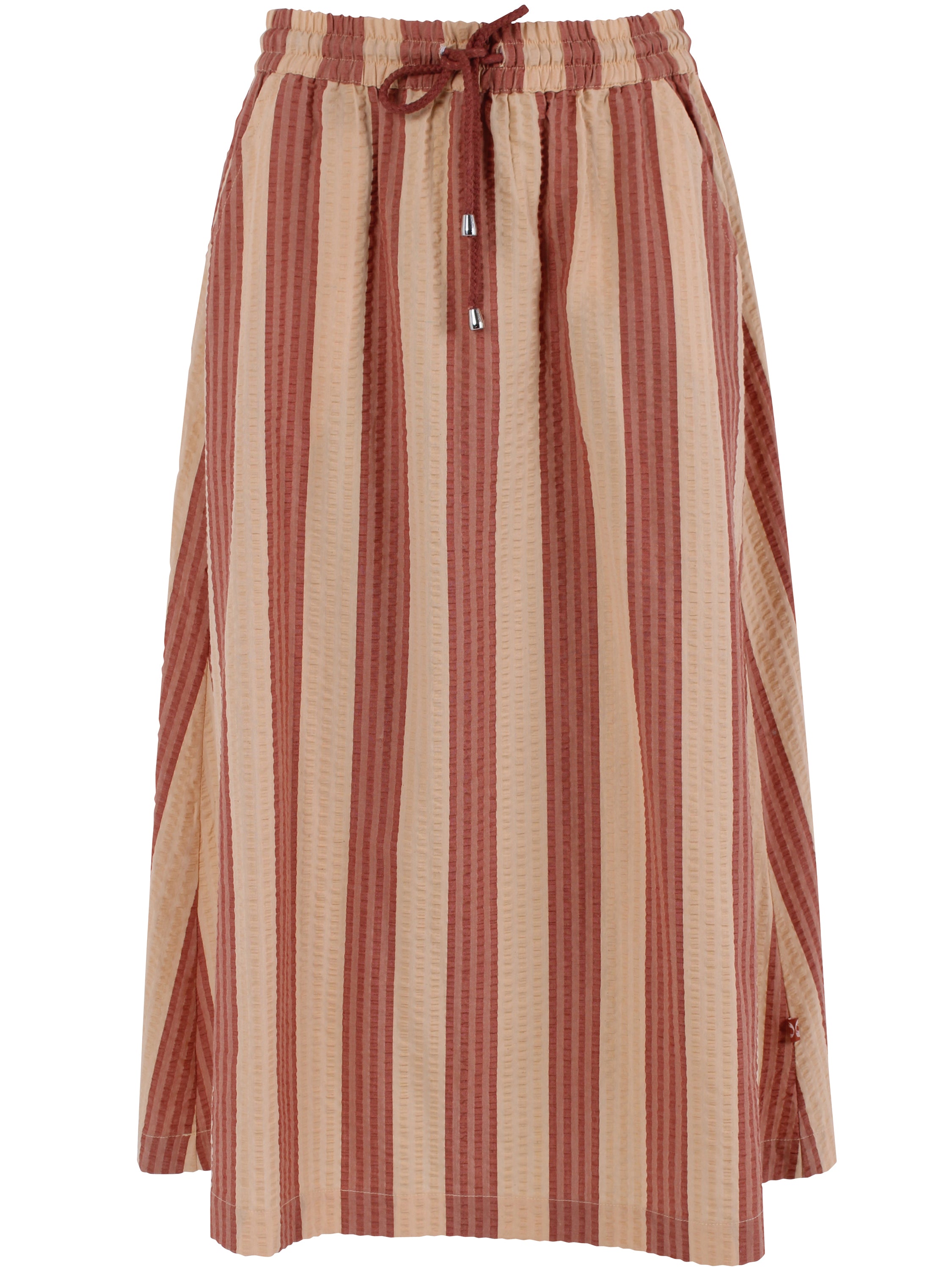 Sød bæk og bølge nederdel med orangebrune og sandfarvede striber til kvinder