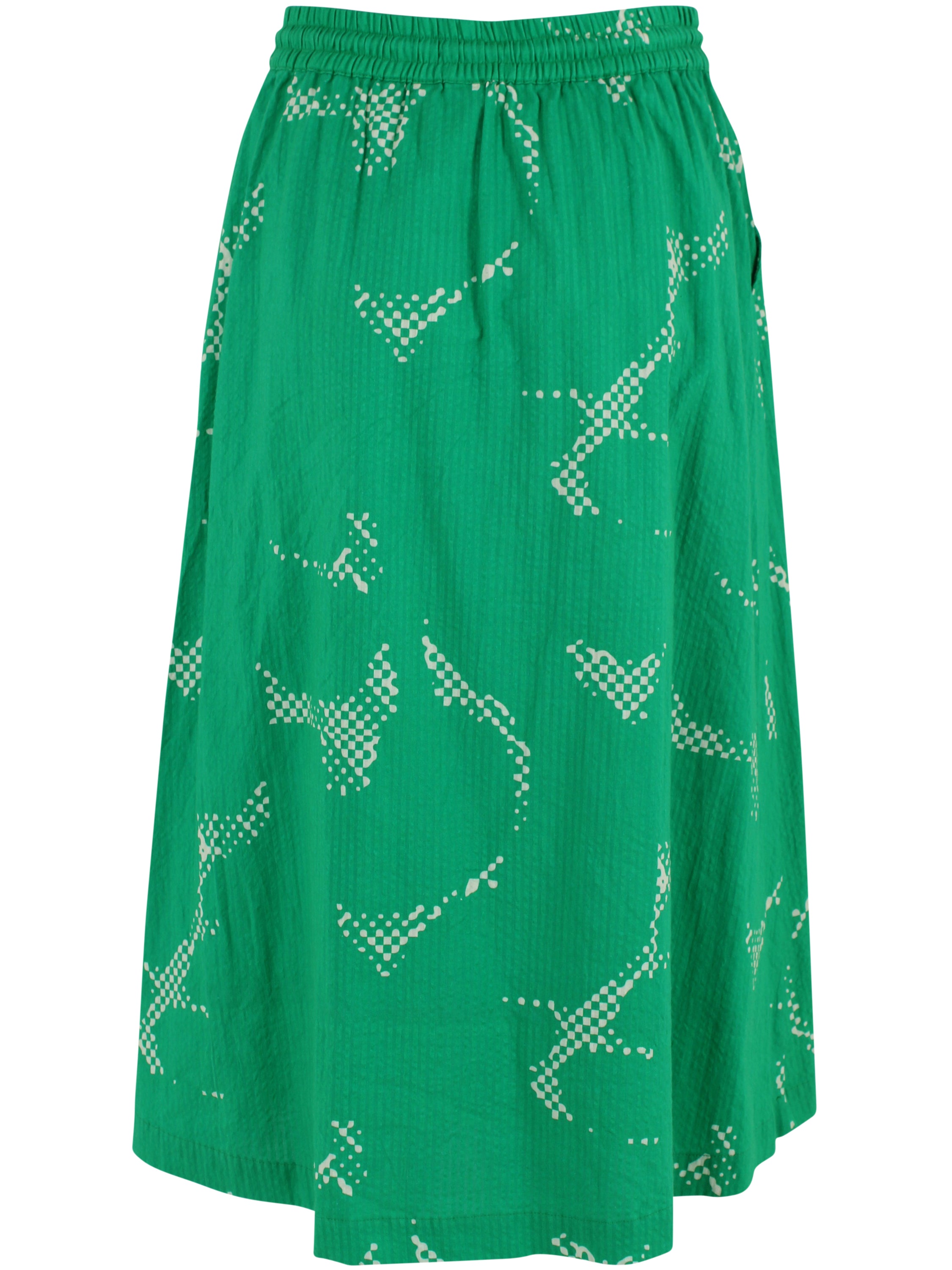 Sød mønstret bæk og bølge nederdel i grøn og hvid til kvinder
