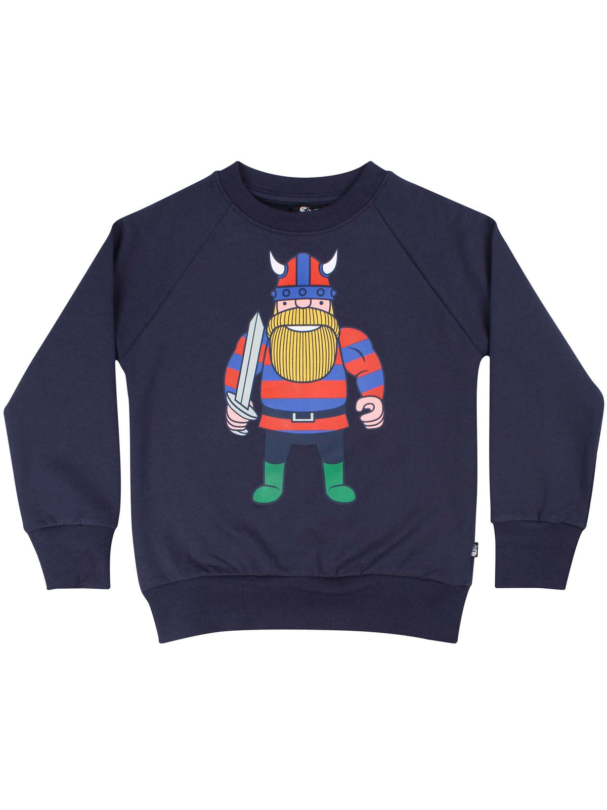 Sød navyblå sweatshirt til børn med print af vikingen Erik