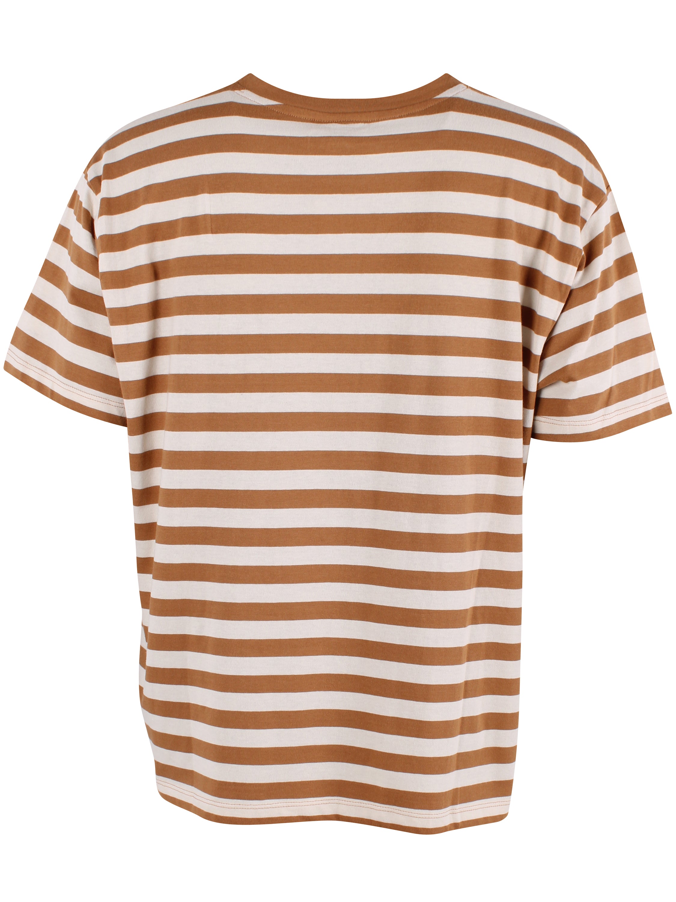 Fin boxy t-shirt med rund hals og striber i beige og mokka til kvinder