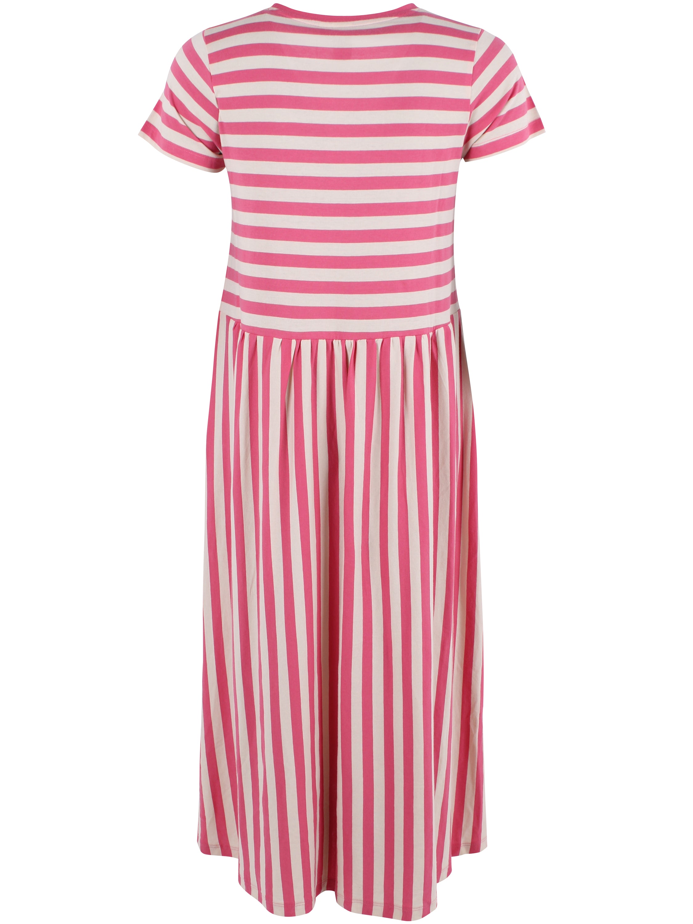 Fin kjole med korte ærmer, skørt med vidde og striber til kvinder
