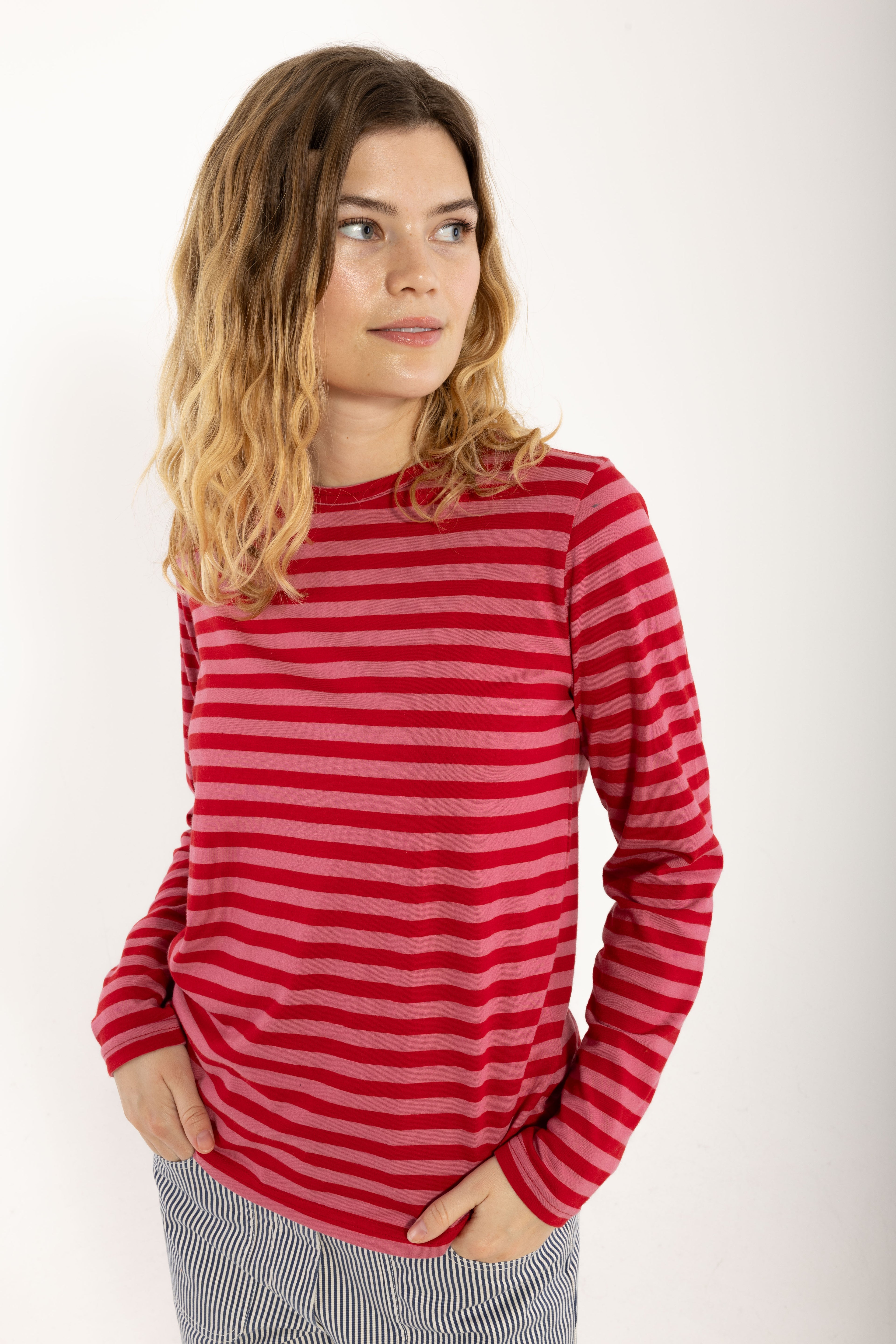 Danebasic Merry LS Tee Spicy Pink/Dk Red