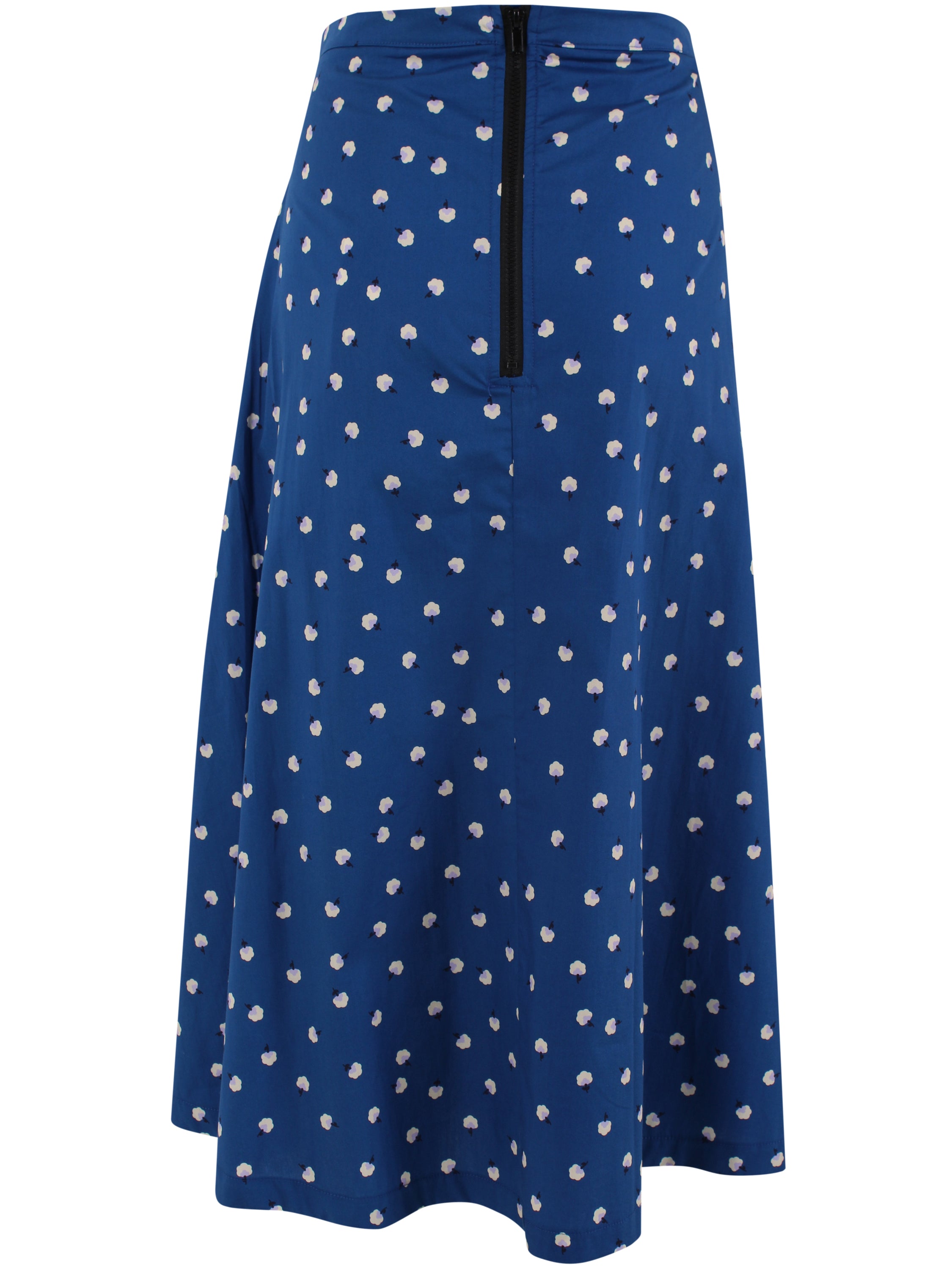 Fin mørkeblå nederdel med sødt blomstermønster til kvinder