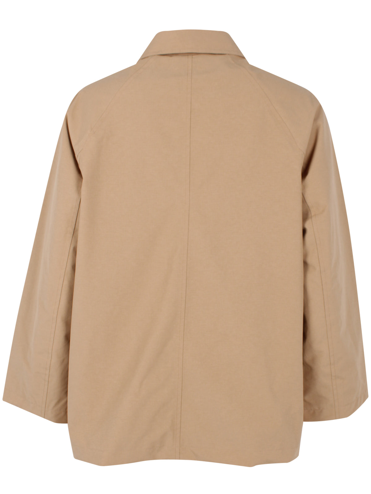 Elegant kort trenchcoat i beige med stribet for til kvinder