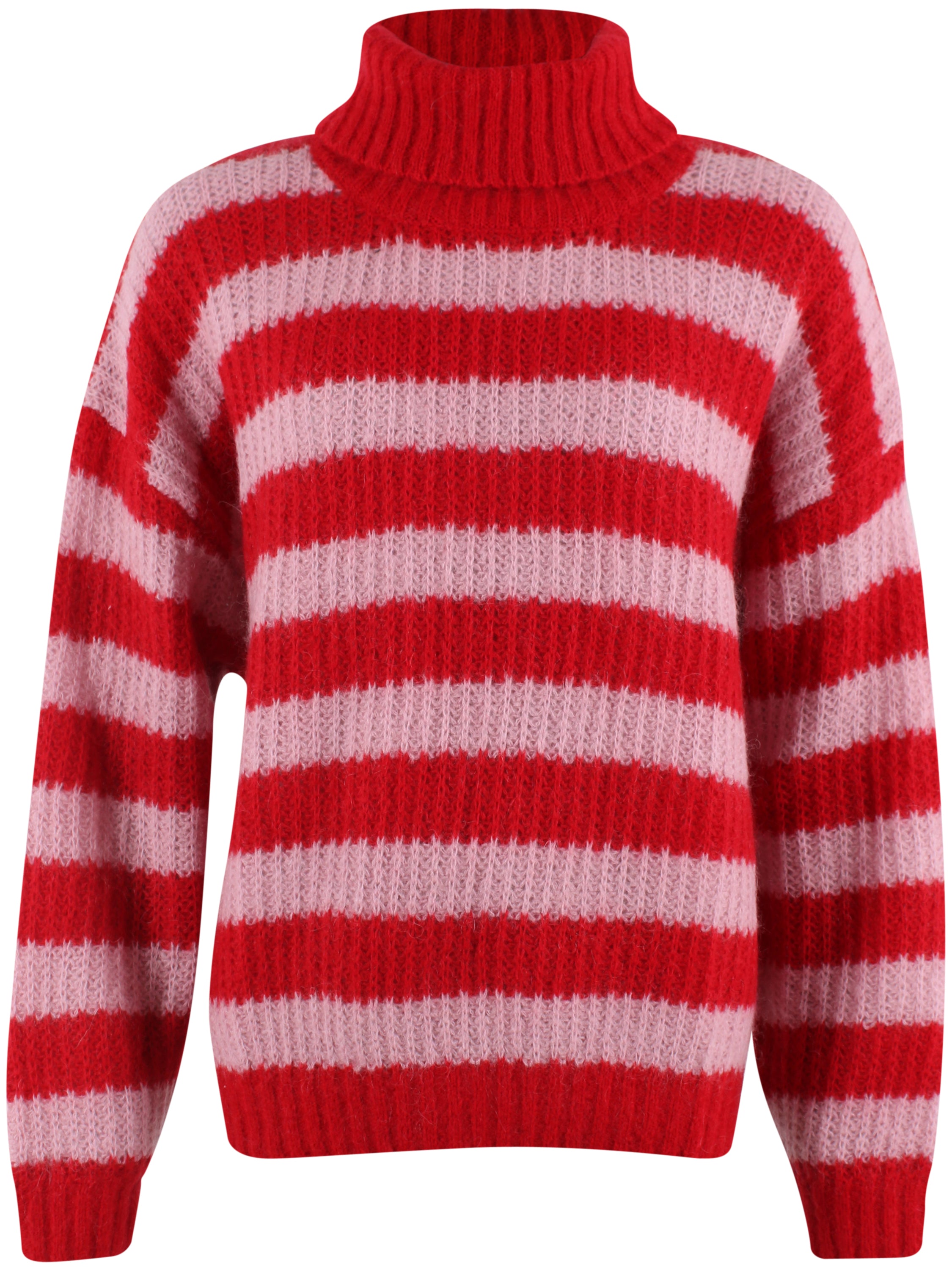 Danecaring Mohair Rollneck Sweater Dark Red/Cold Pink