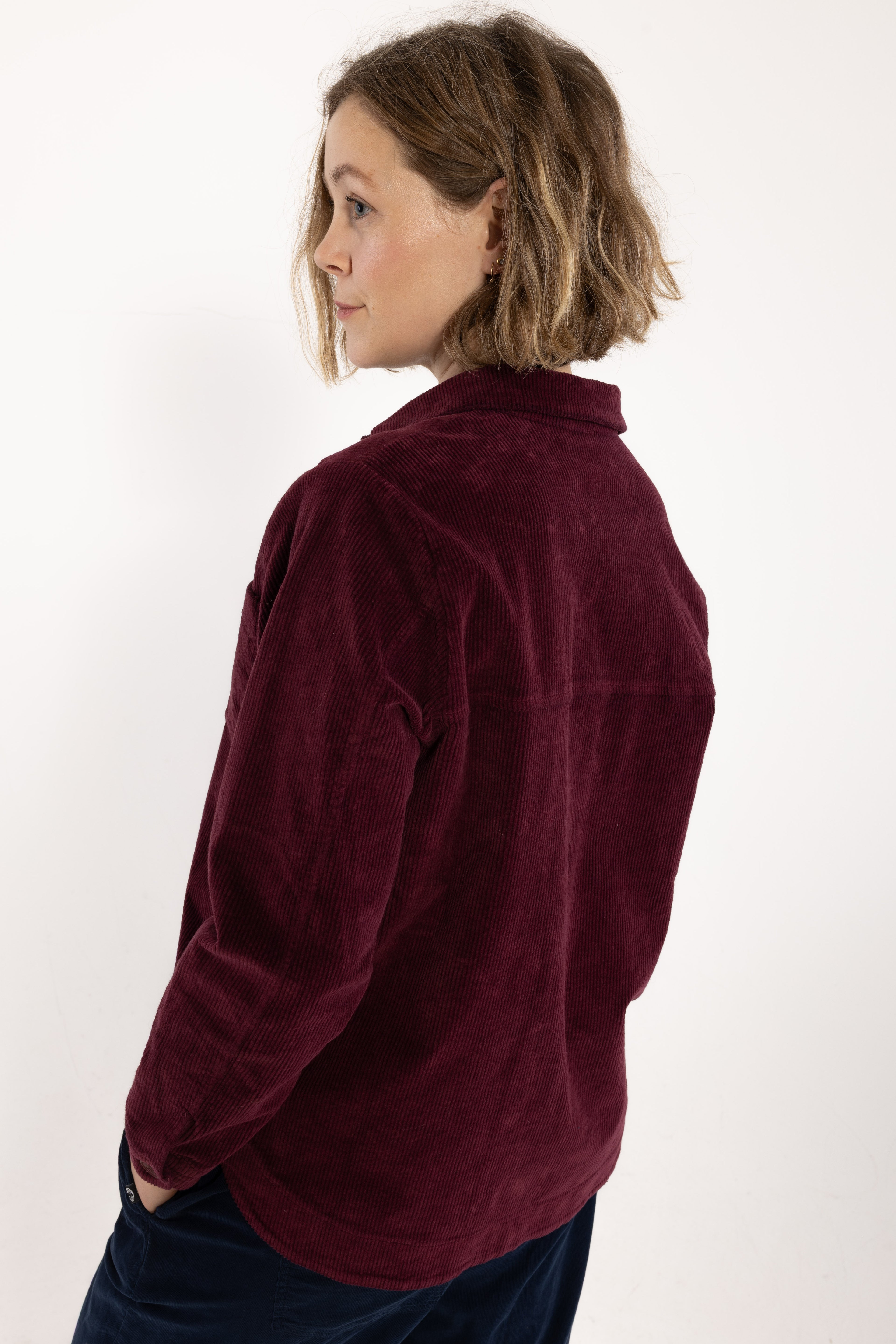 Danecattle Cord Stretch Shirt Dark Cherry