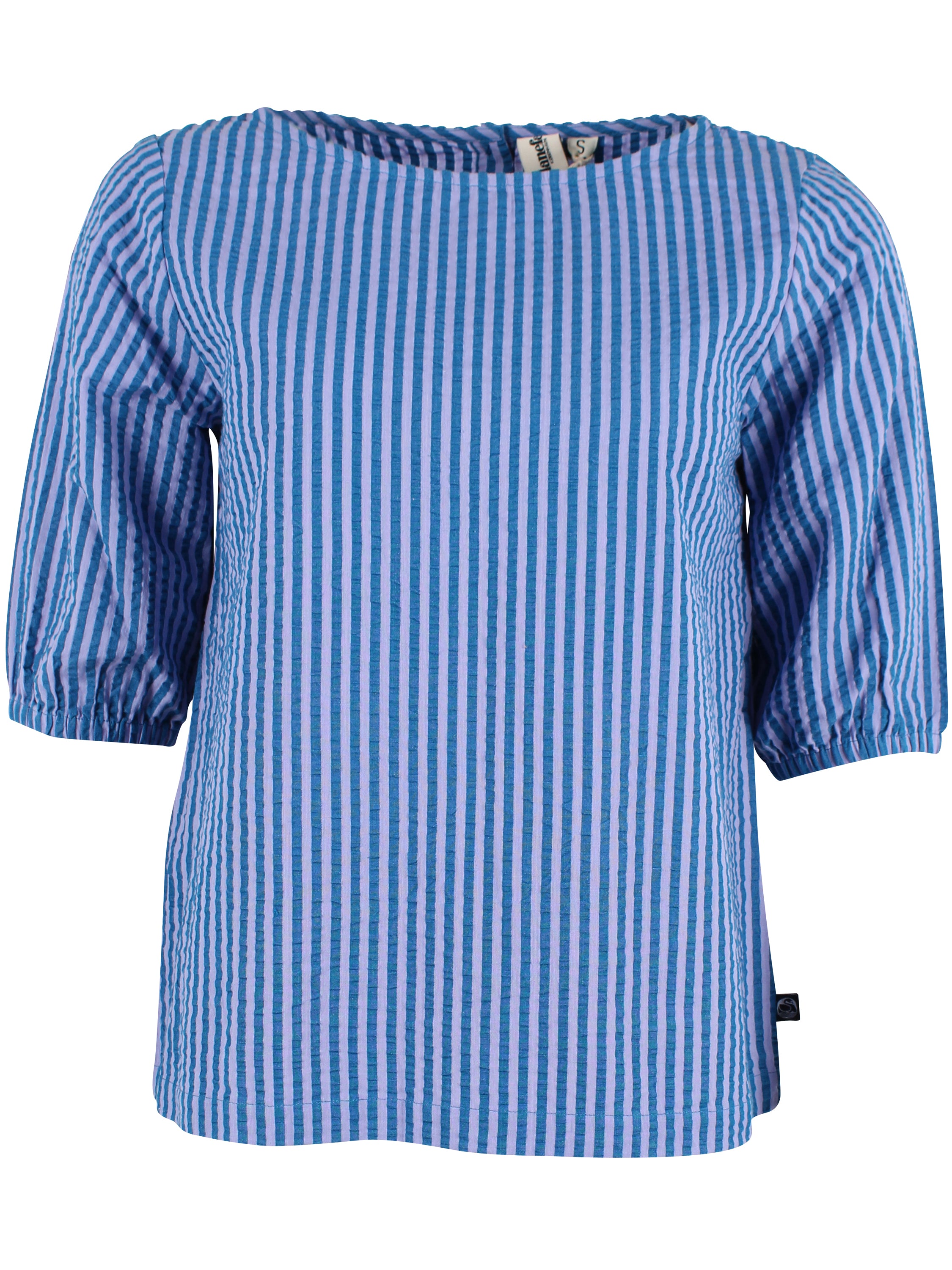 Sød bæk og bølge skjortebluse med blå og lilla striber til kvinder