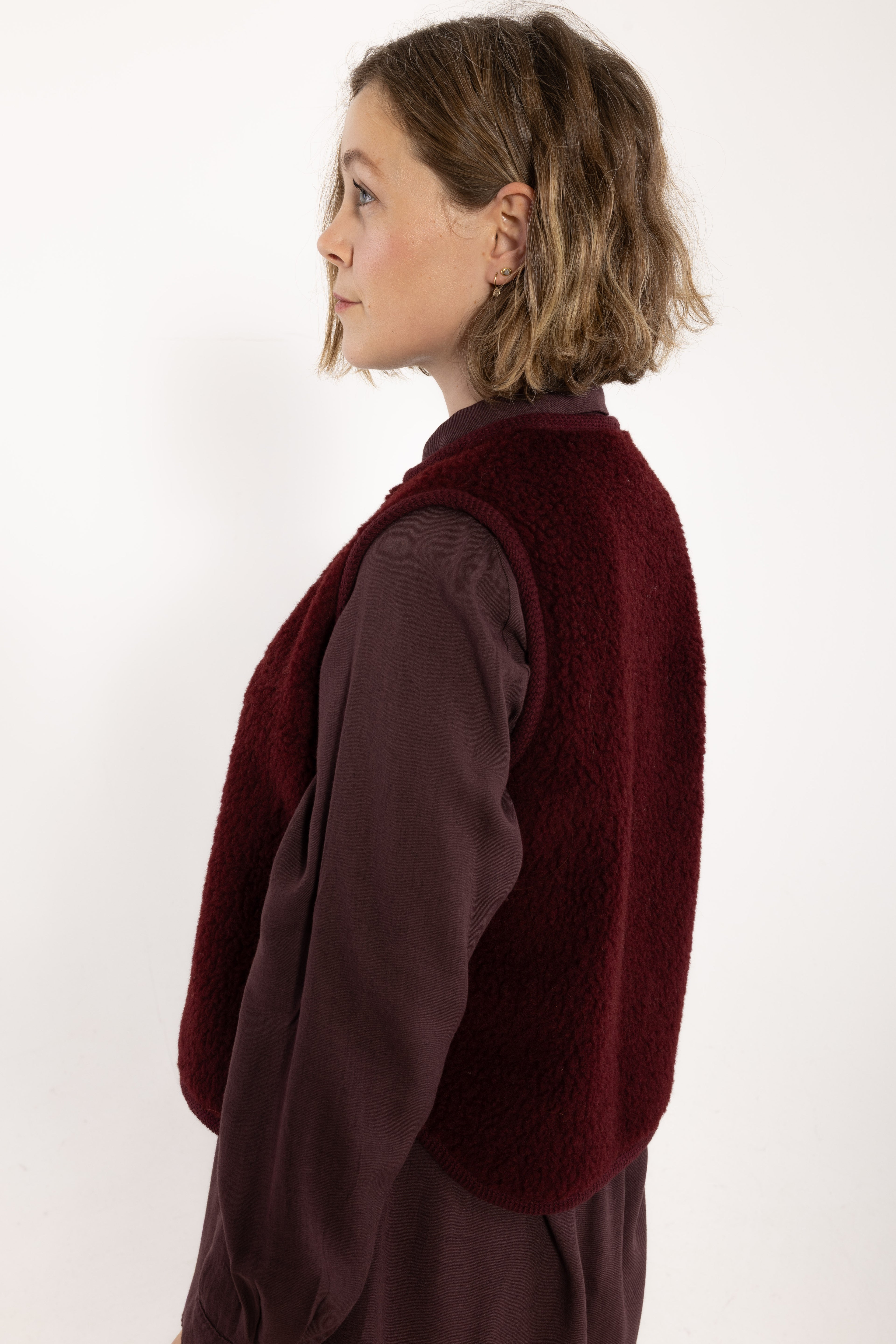 Danecubist Fuzzy Wool Fleece Vest Berry Compote