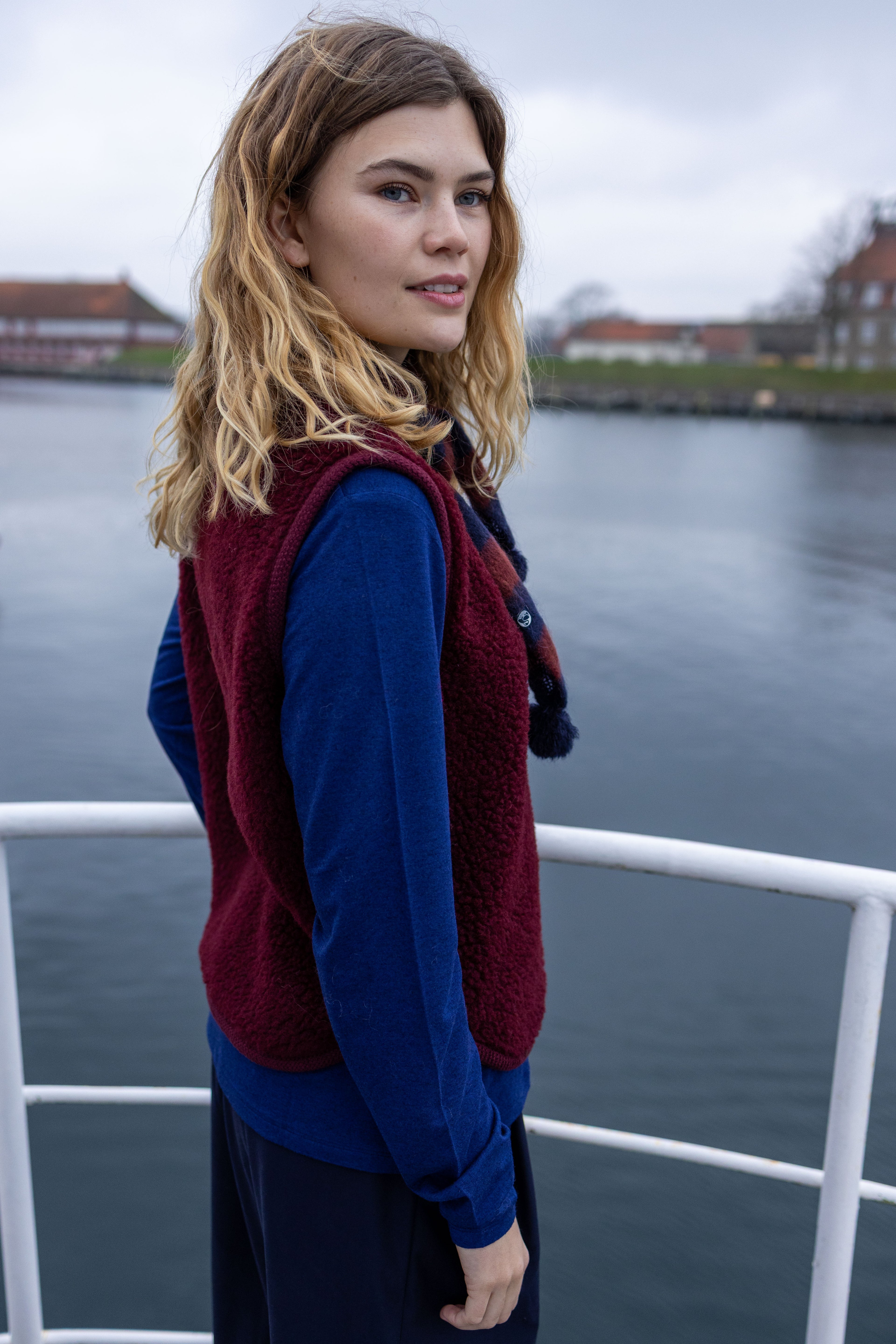 Danecubist Fuzzy Wool Fleece Vest Berry Compote