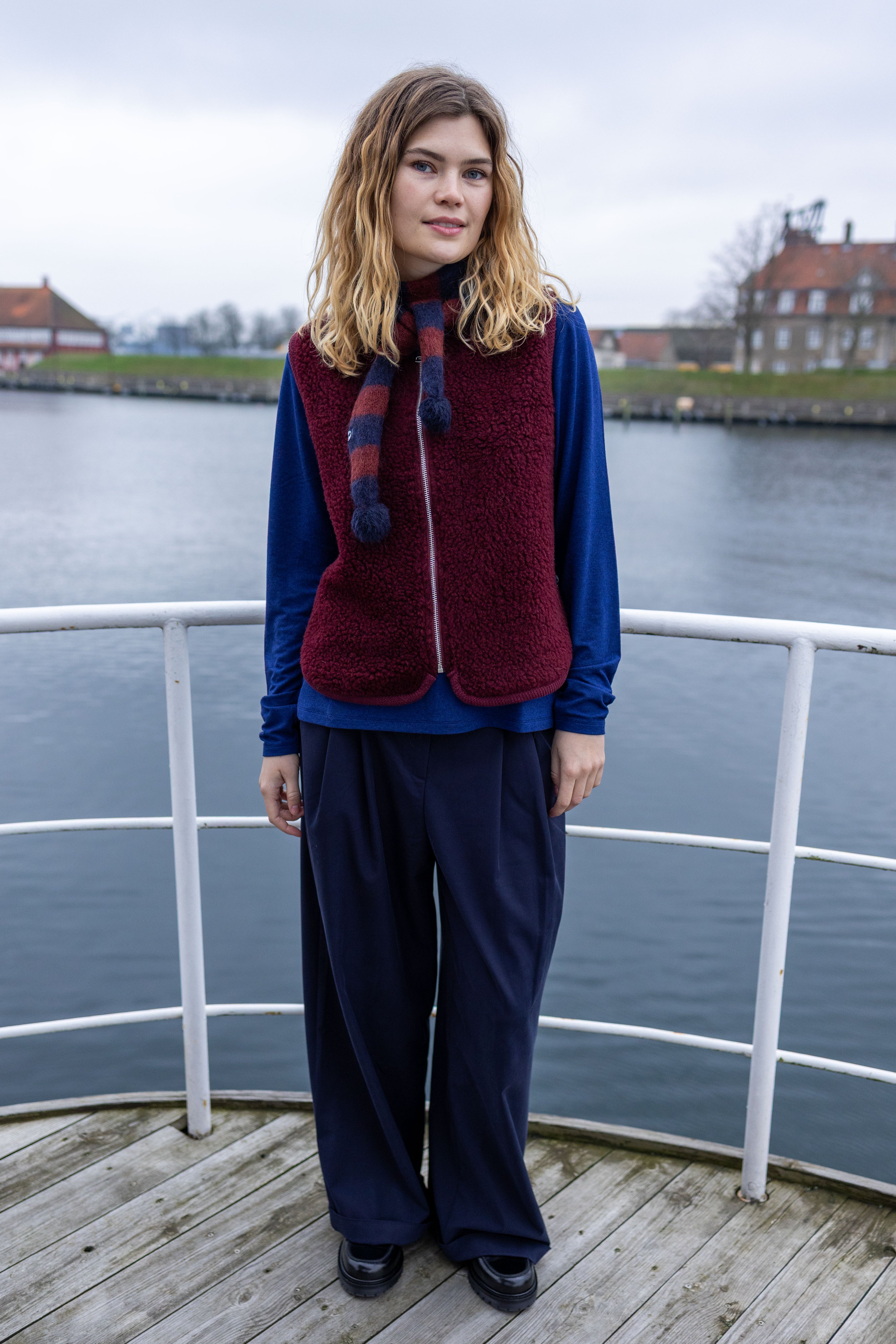 Danecubist Fuzzy Wool Fleece Vest Berry Compote