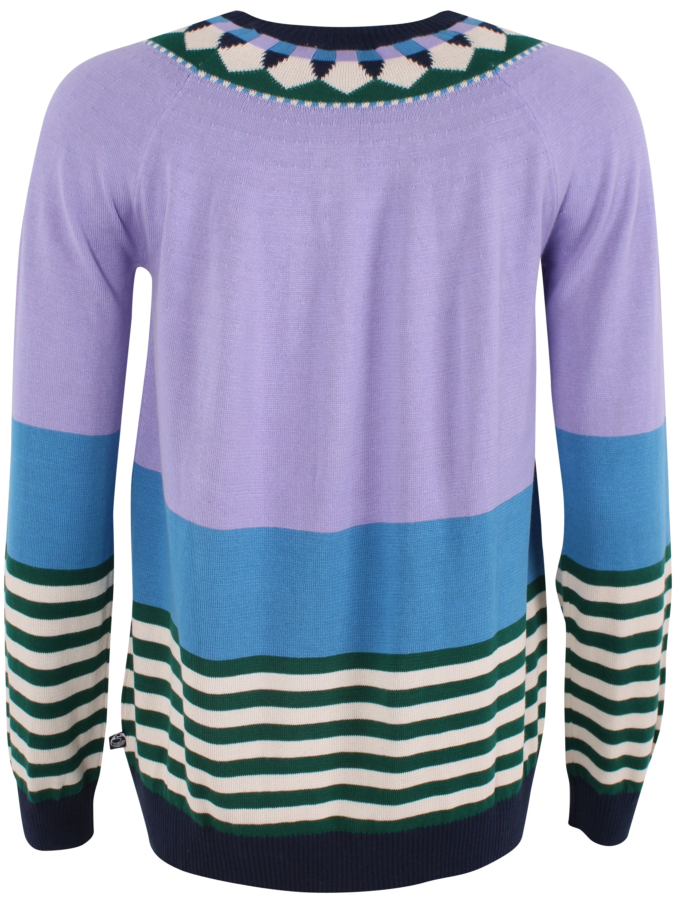 Lækker farverig bomuldssweater med grafisk mønster til kvinder