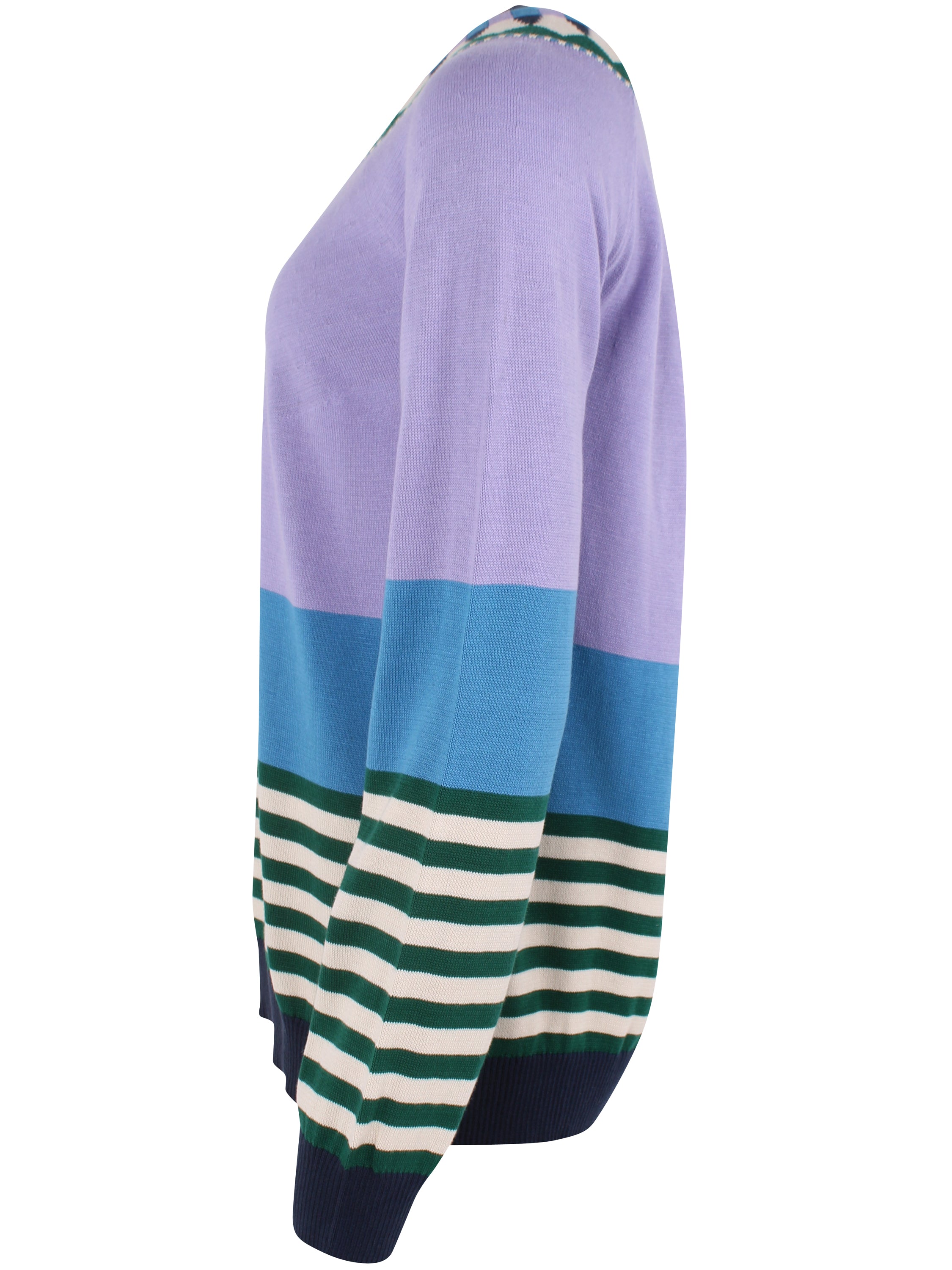 Lækker farverig bomuldssweater med grafisk mønster til kvinder