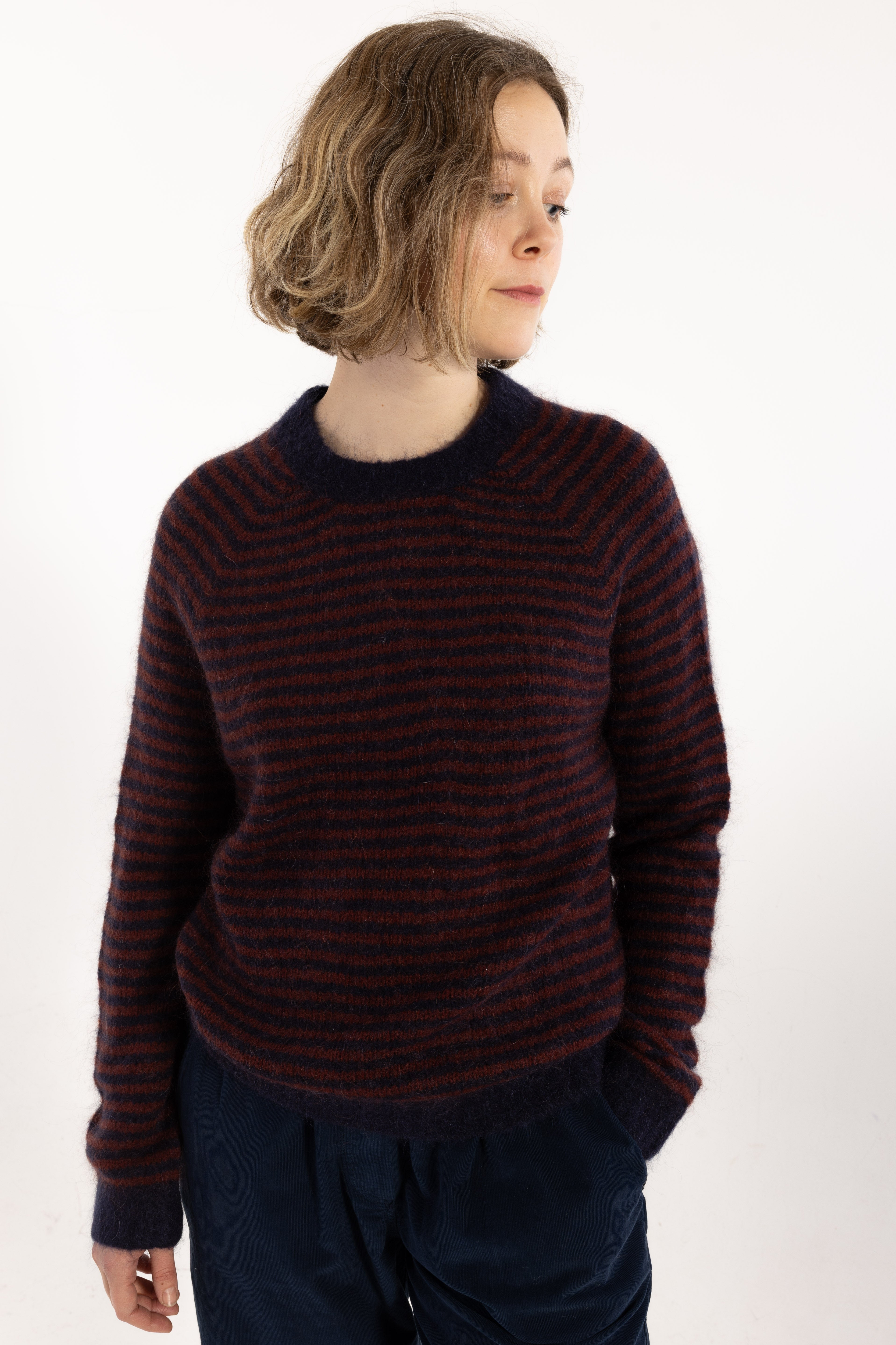 Daneherbal Mohair Sweater Dk Navy/Dk Wine