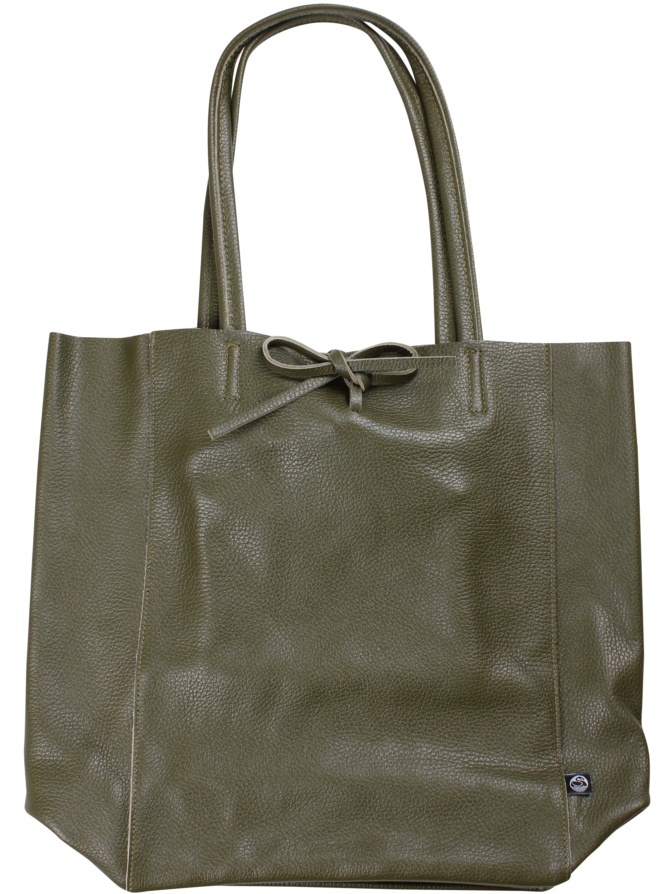 Rummelig armygrøn taske lavet af ægte italiensk læder