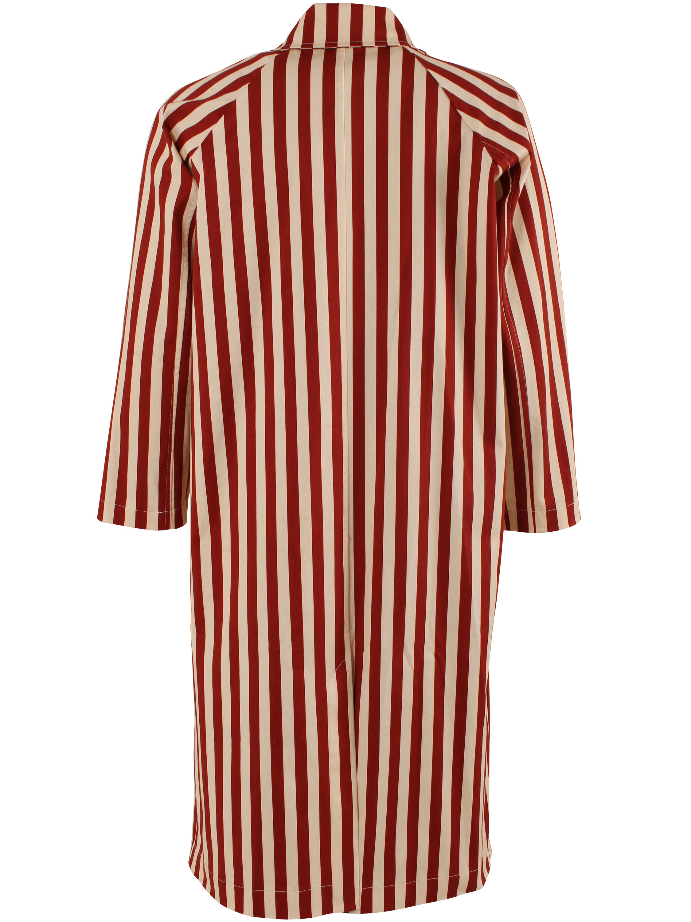 Flot canvasjakke med cool striber i brændt rød og varm sandfarve