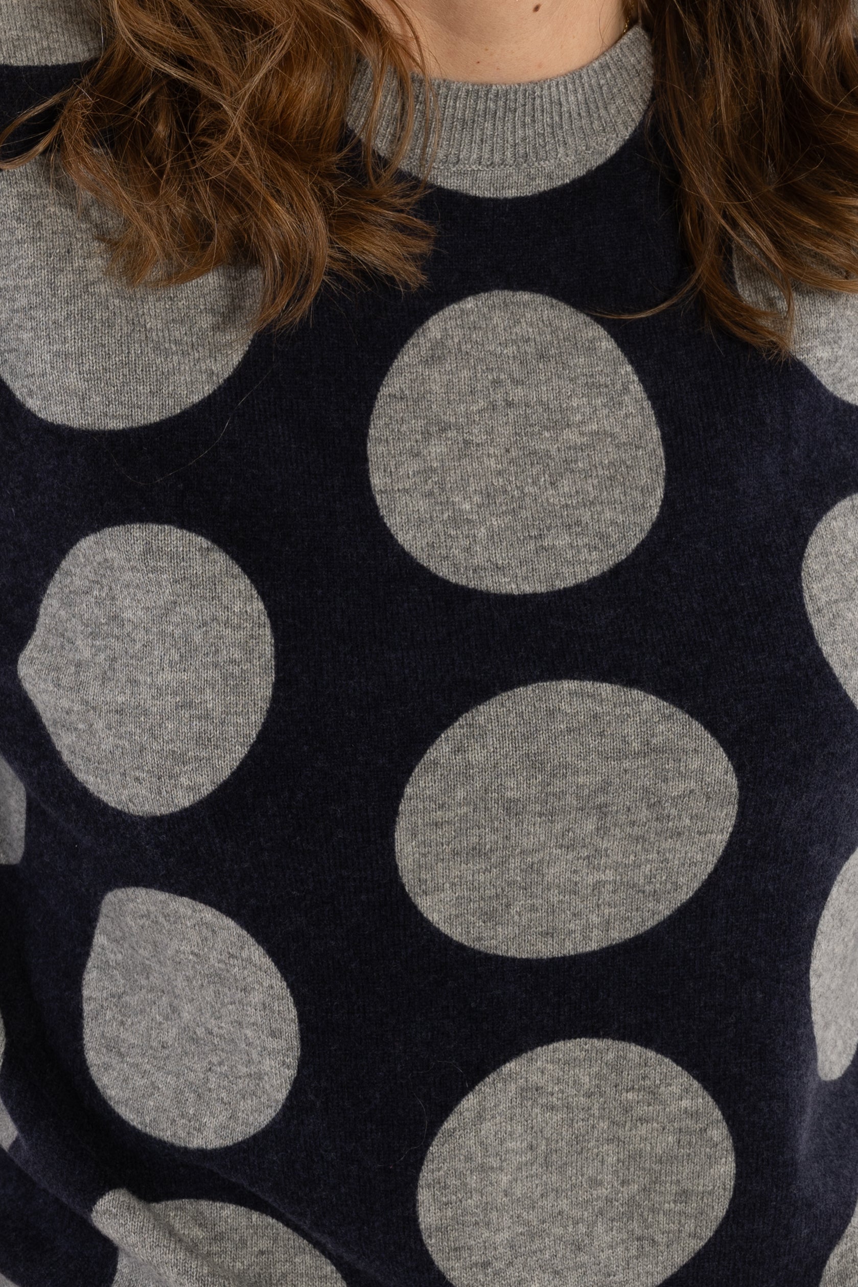 Daneletter Merino Wool AOP Sweater Dark Navy/Heather Grey MEGADOTS