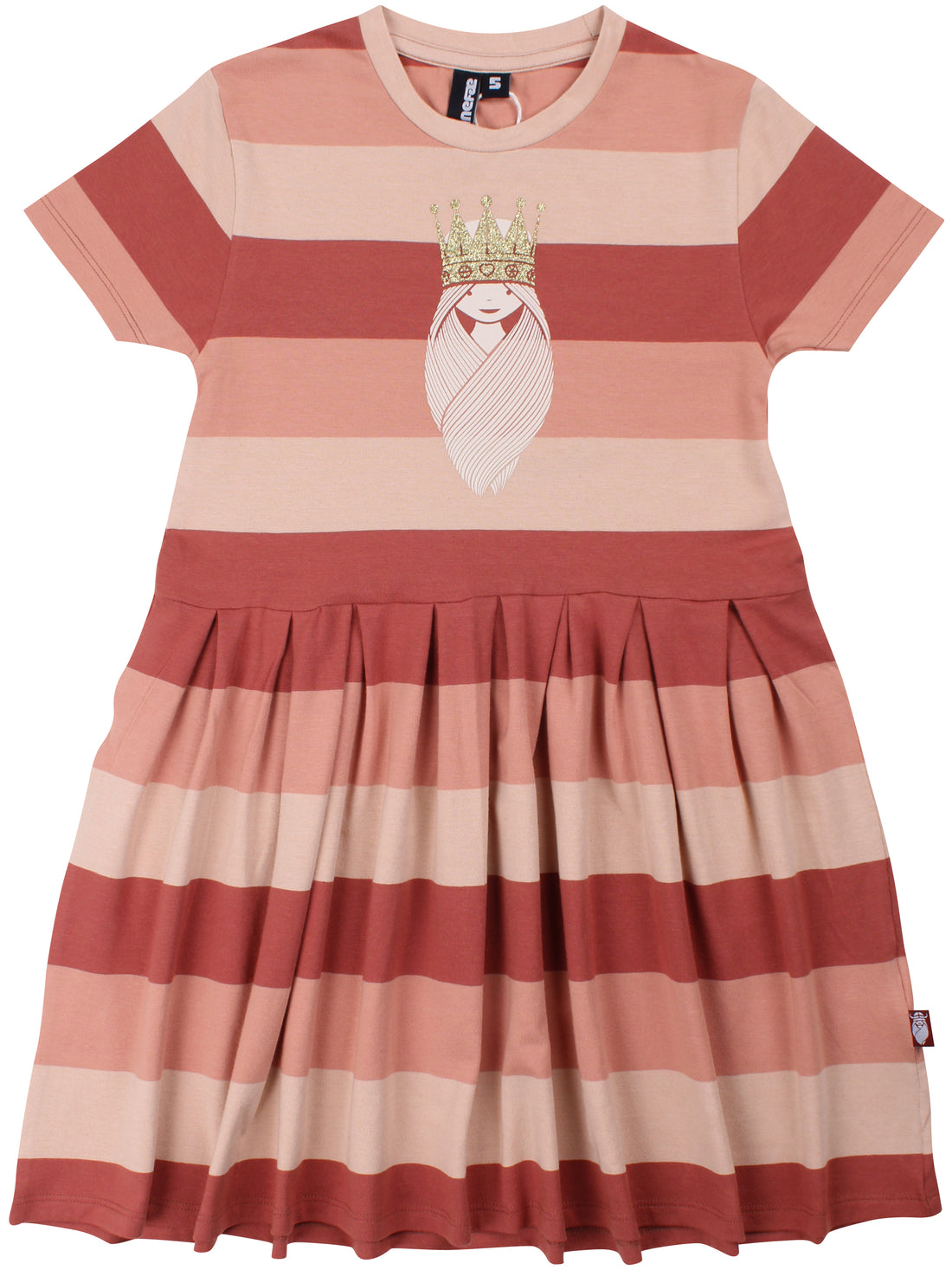 Stribet kjole til børn med print af prinsesse