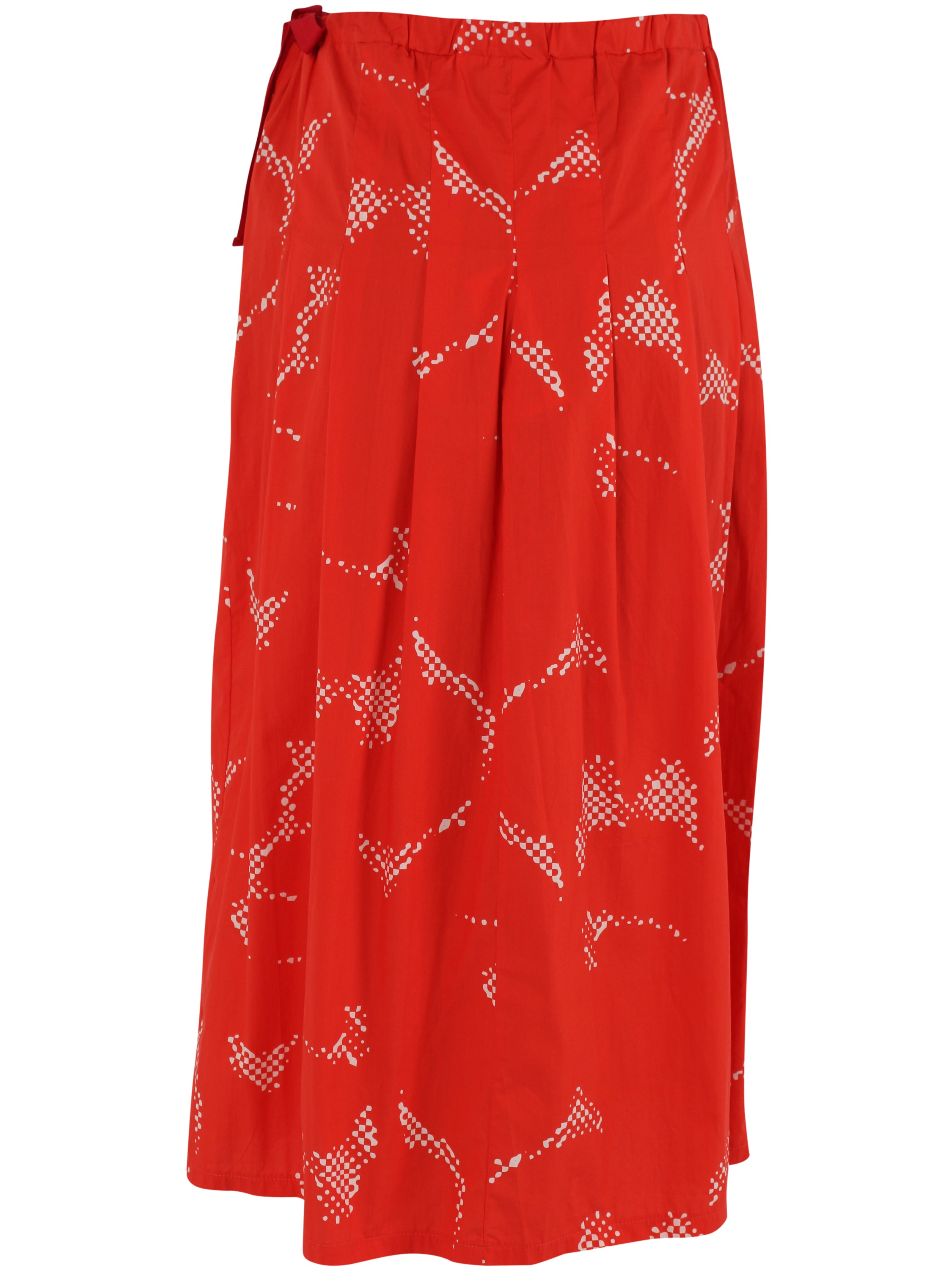 Flot nederdel i rødt og hvidt mønster til kvinder