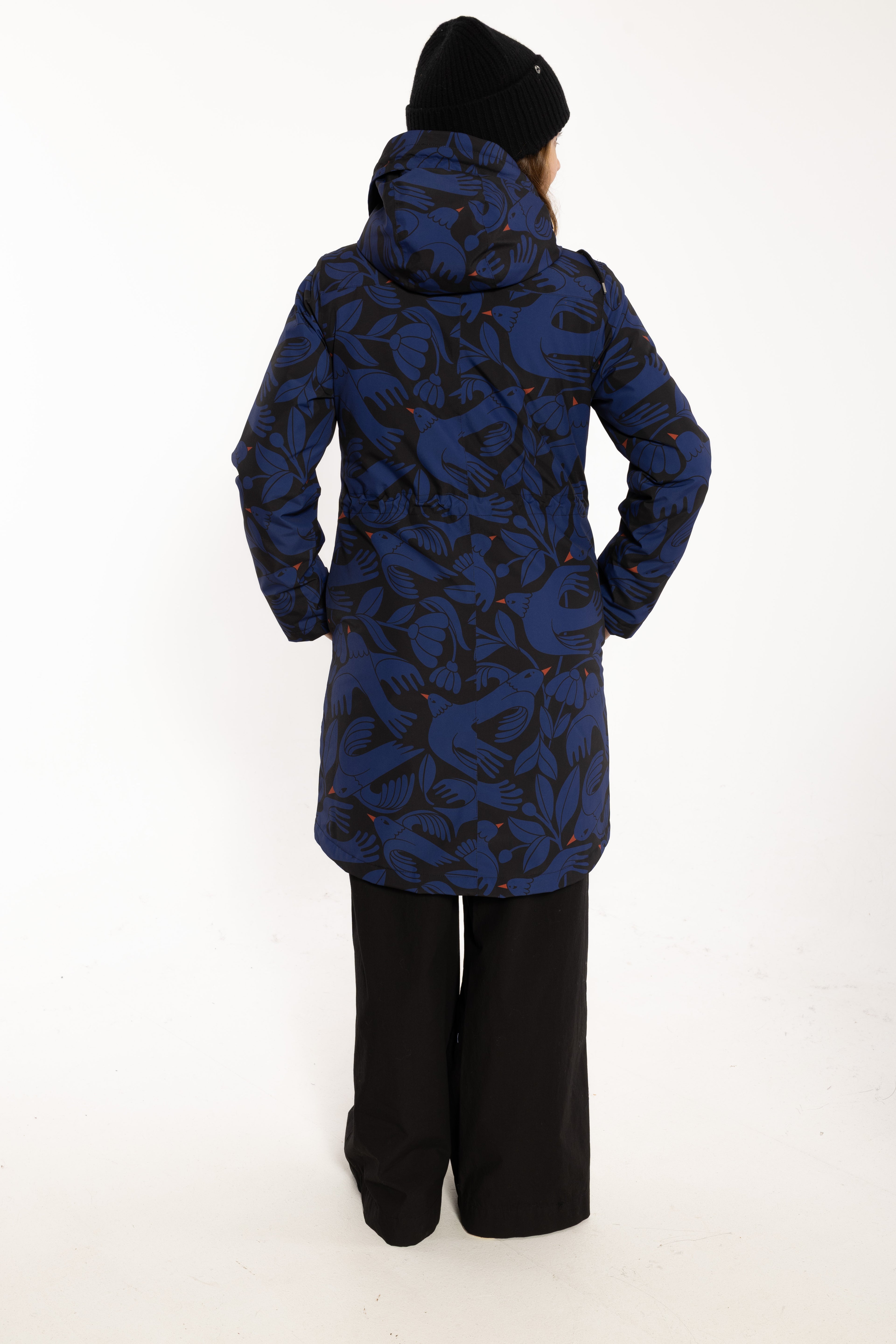 Danenora AOP Winter Parka Black/Deep Blue BIRDIEUP