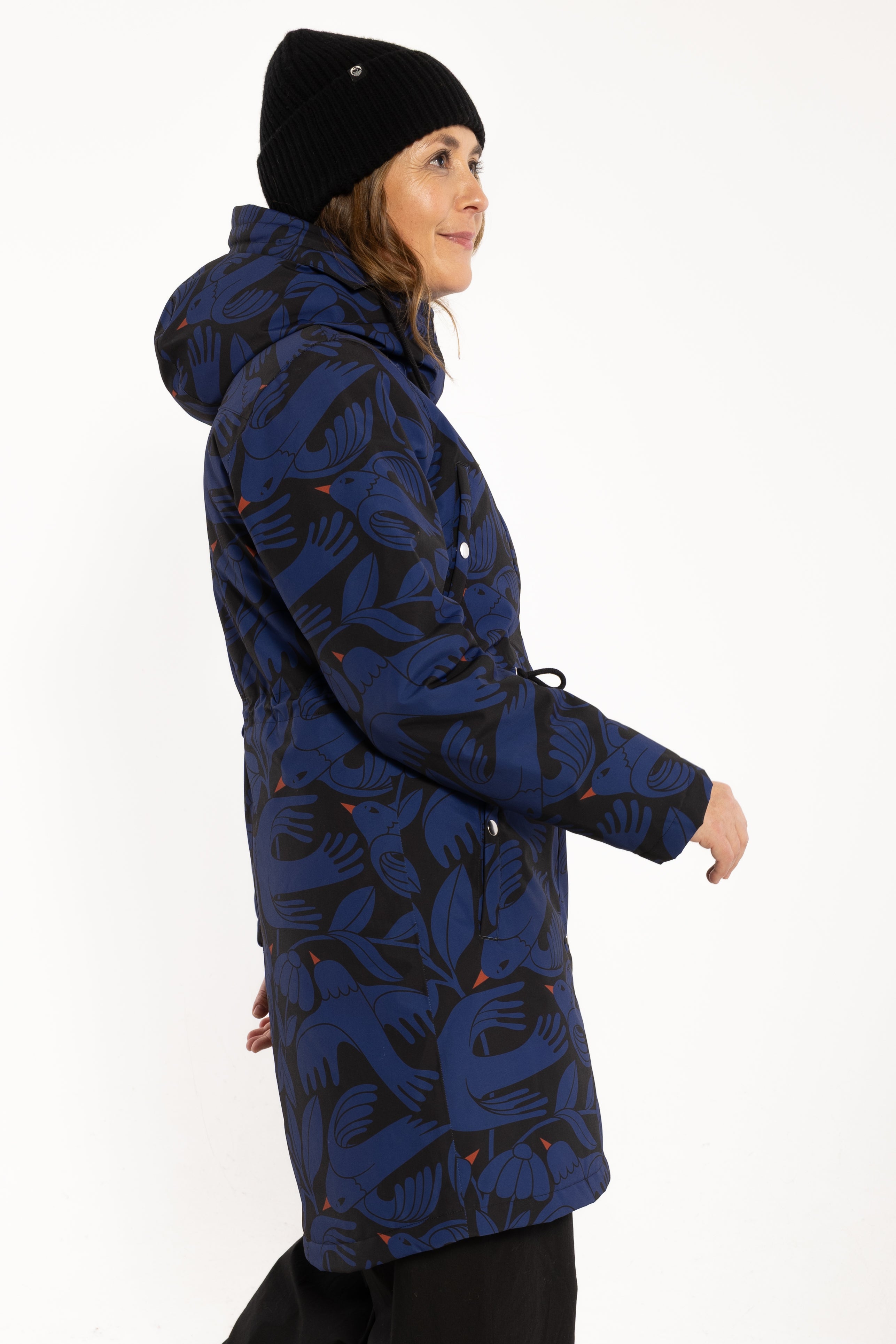 Danenora AOP Winter Parka Black/Deep Blue BIRDIEUP