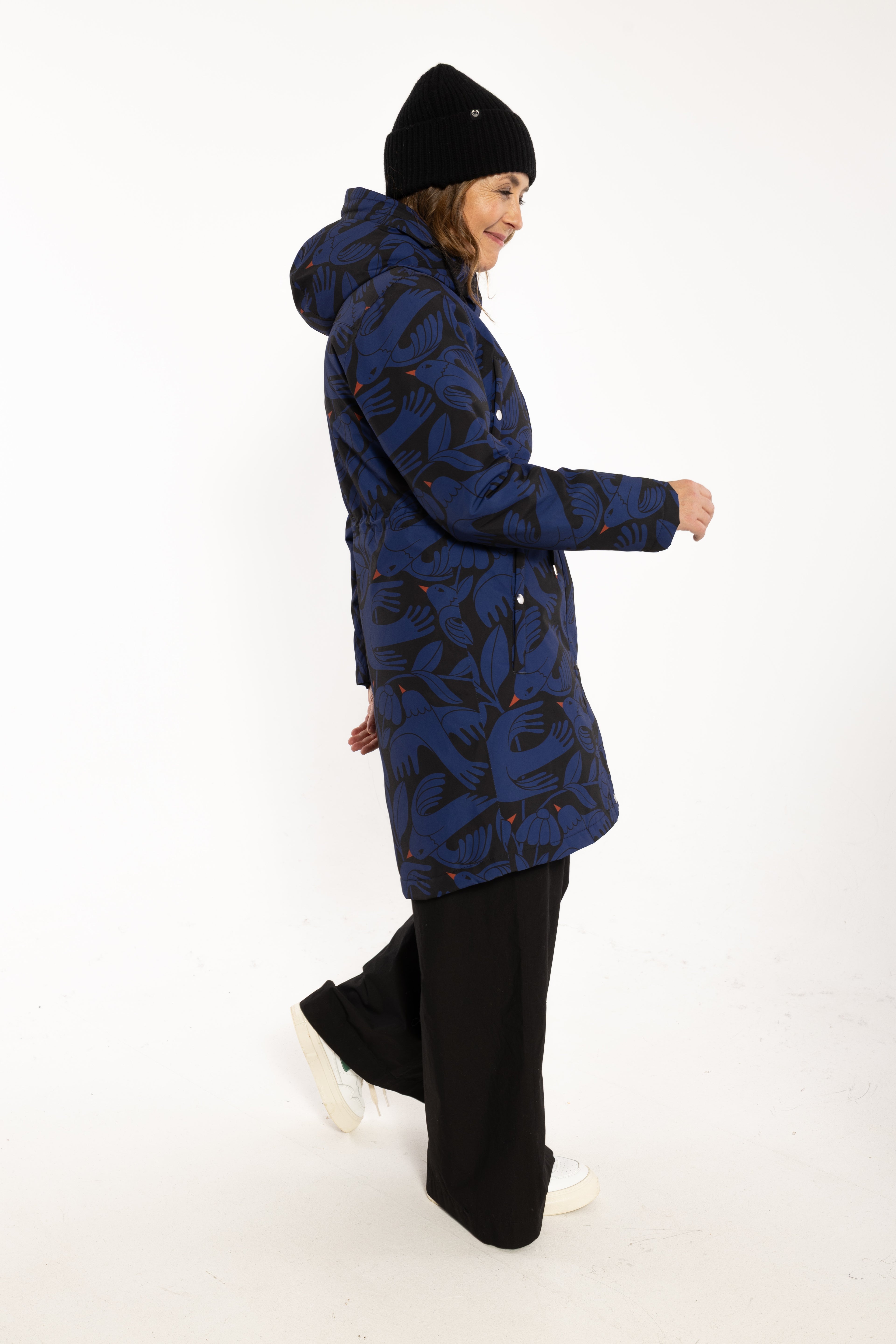 Danenora AOP Winter Parka Black/Deep Blue BIRDIEUP