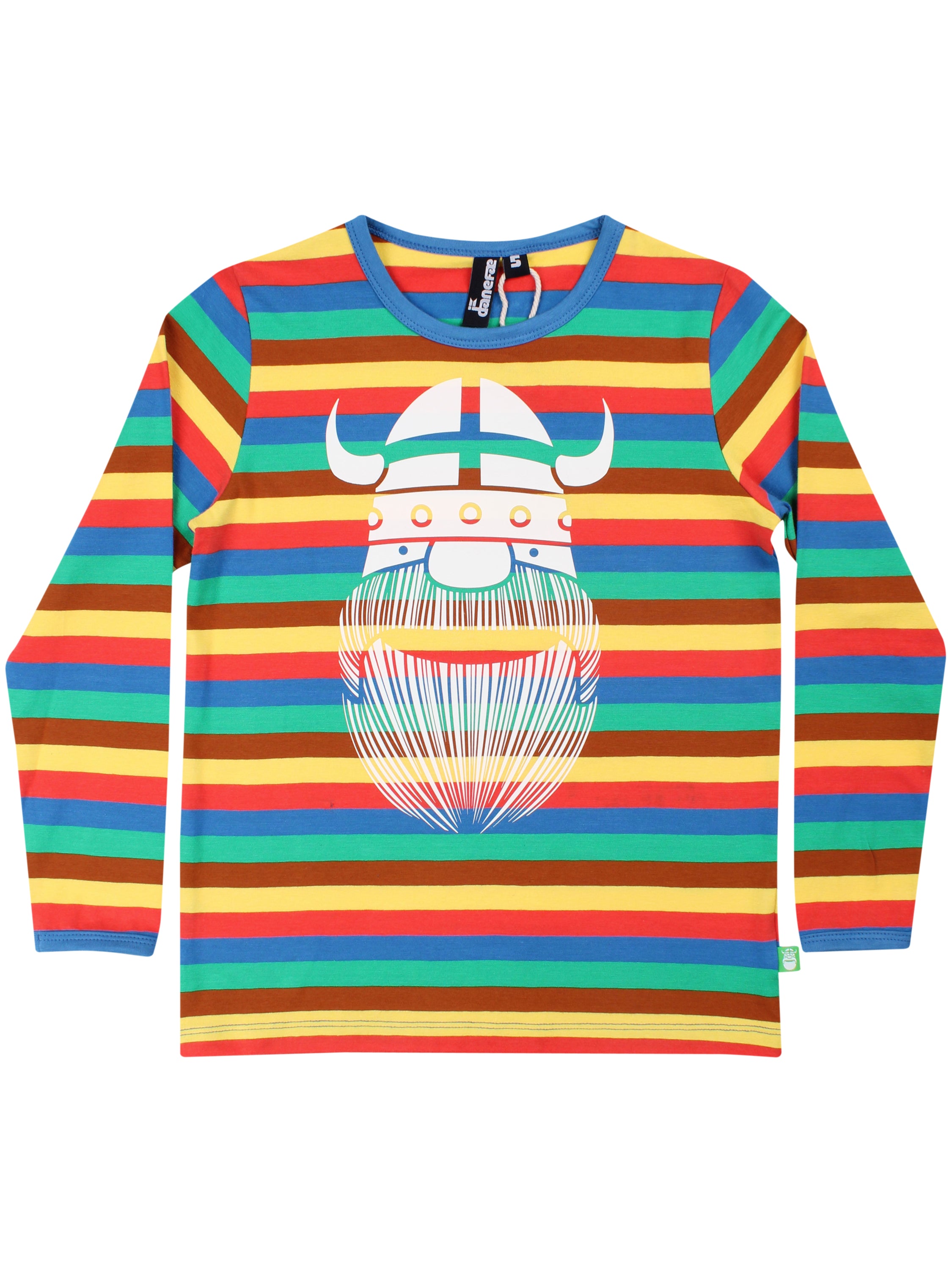 Stribet bluse i bomuld til børn med print af viking