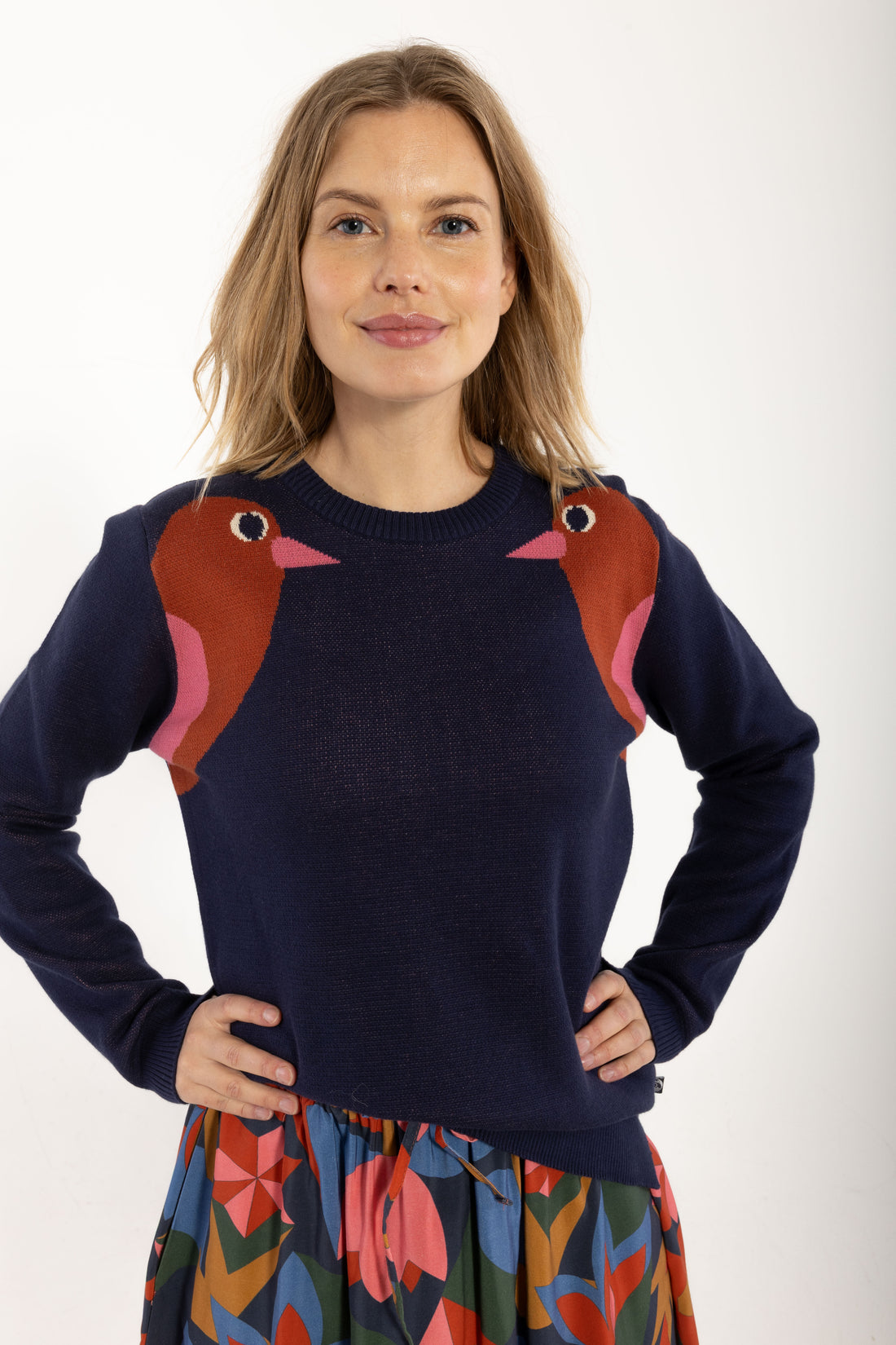 Danepearly Cotton Sweater Dark Navy BIRD