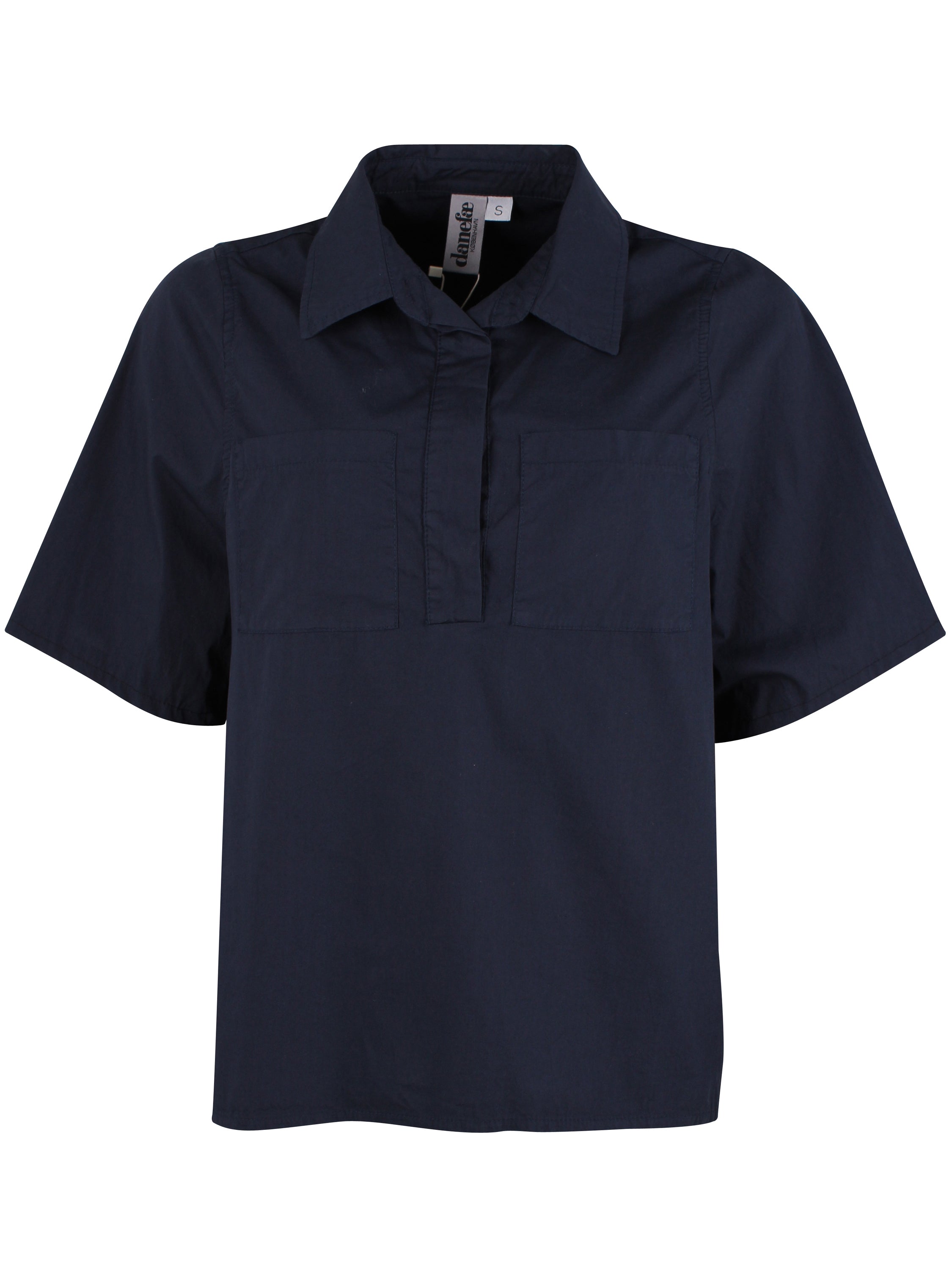 Danepeople Smooth Poplin SS Shirt Dark Navy