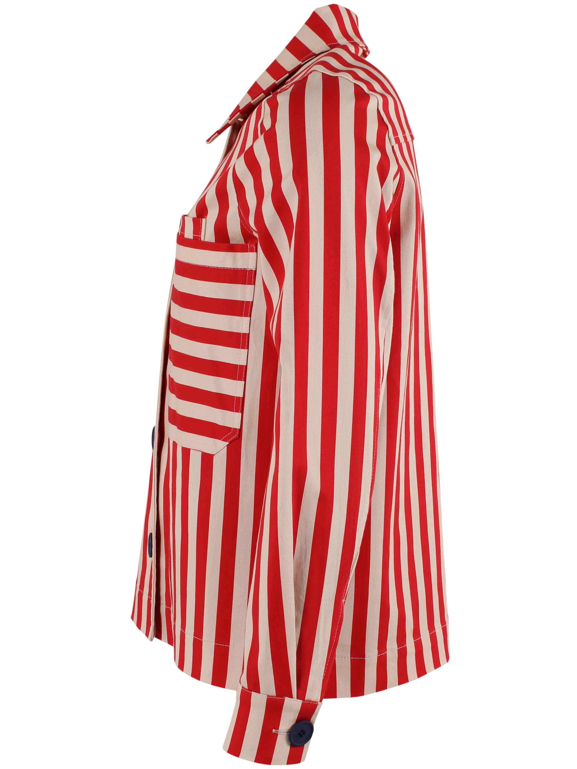 Flot canvasjakke med røde og hvide striber til kvinder