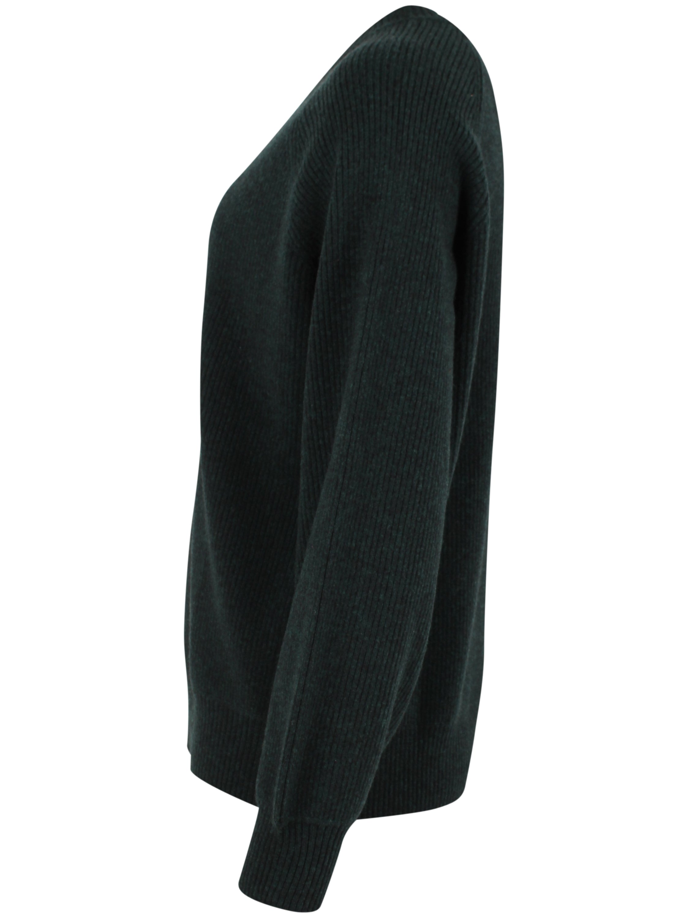Smuk chunky sweater i 100% merinould med rund hals og i mørkegrøn nuance til kvinder