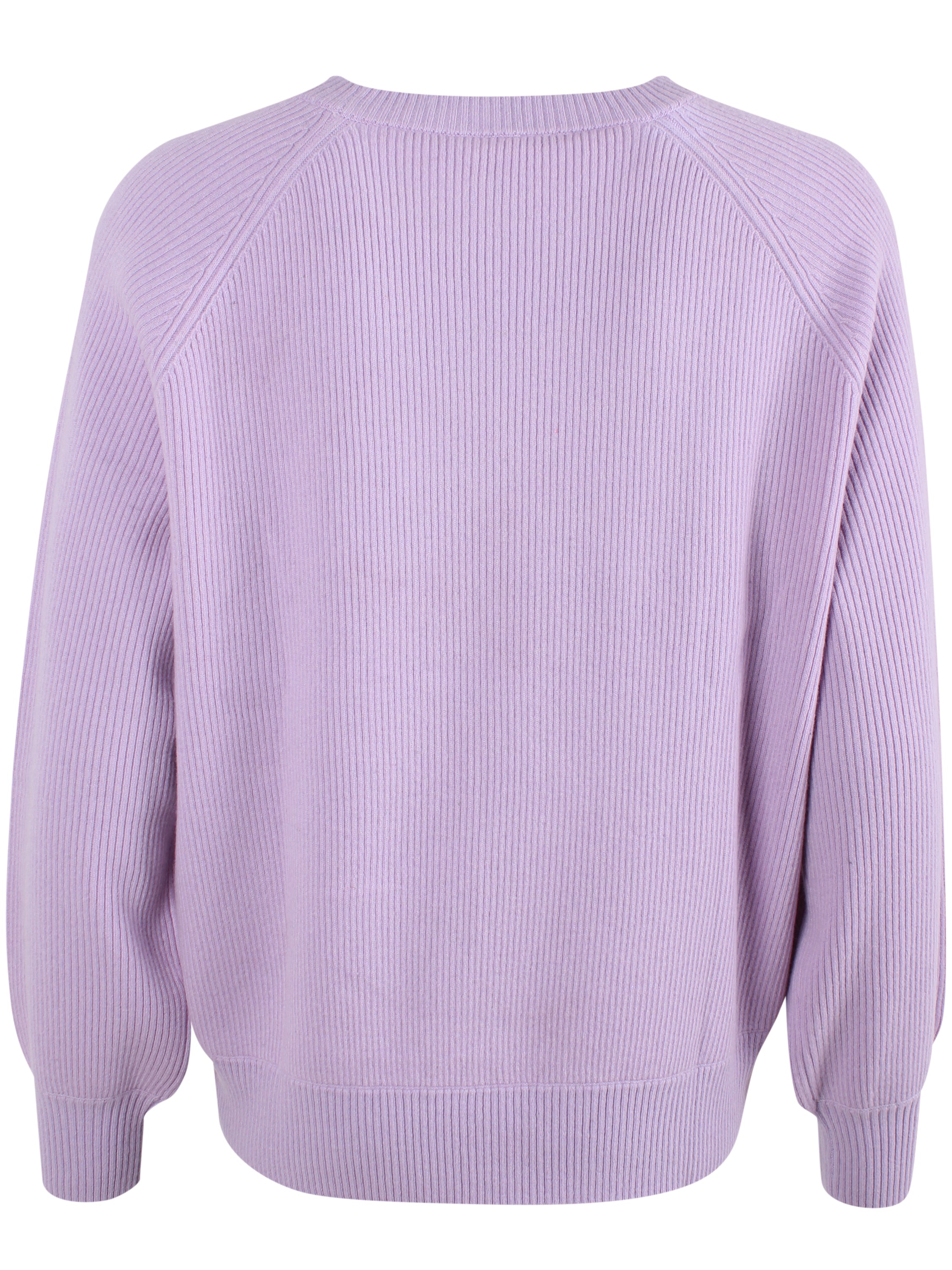 Smuk chunky sweater i 100% merinould med rund hals og i lyslilla nuance til kvinder