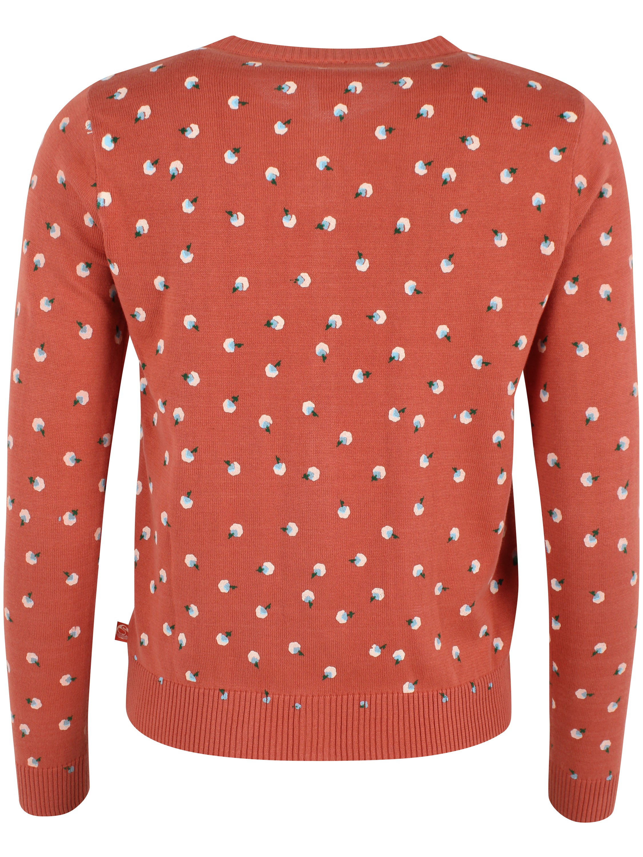 Fin og enkel orangebrun cardigan med blomstermønster til kvinder