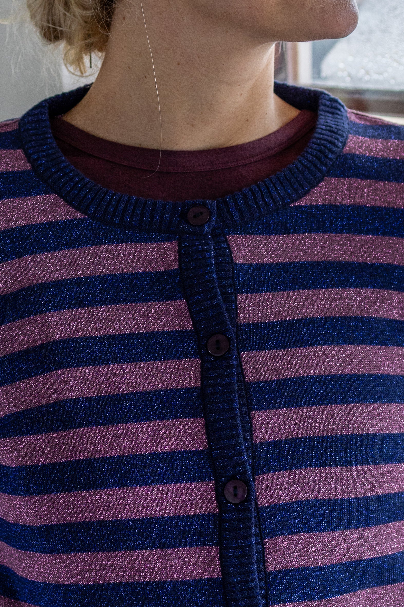 Danesaga Glitter Cardigan Dark Navy/Grey Plum