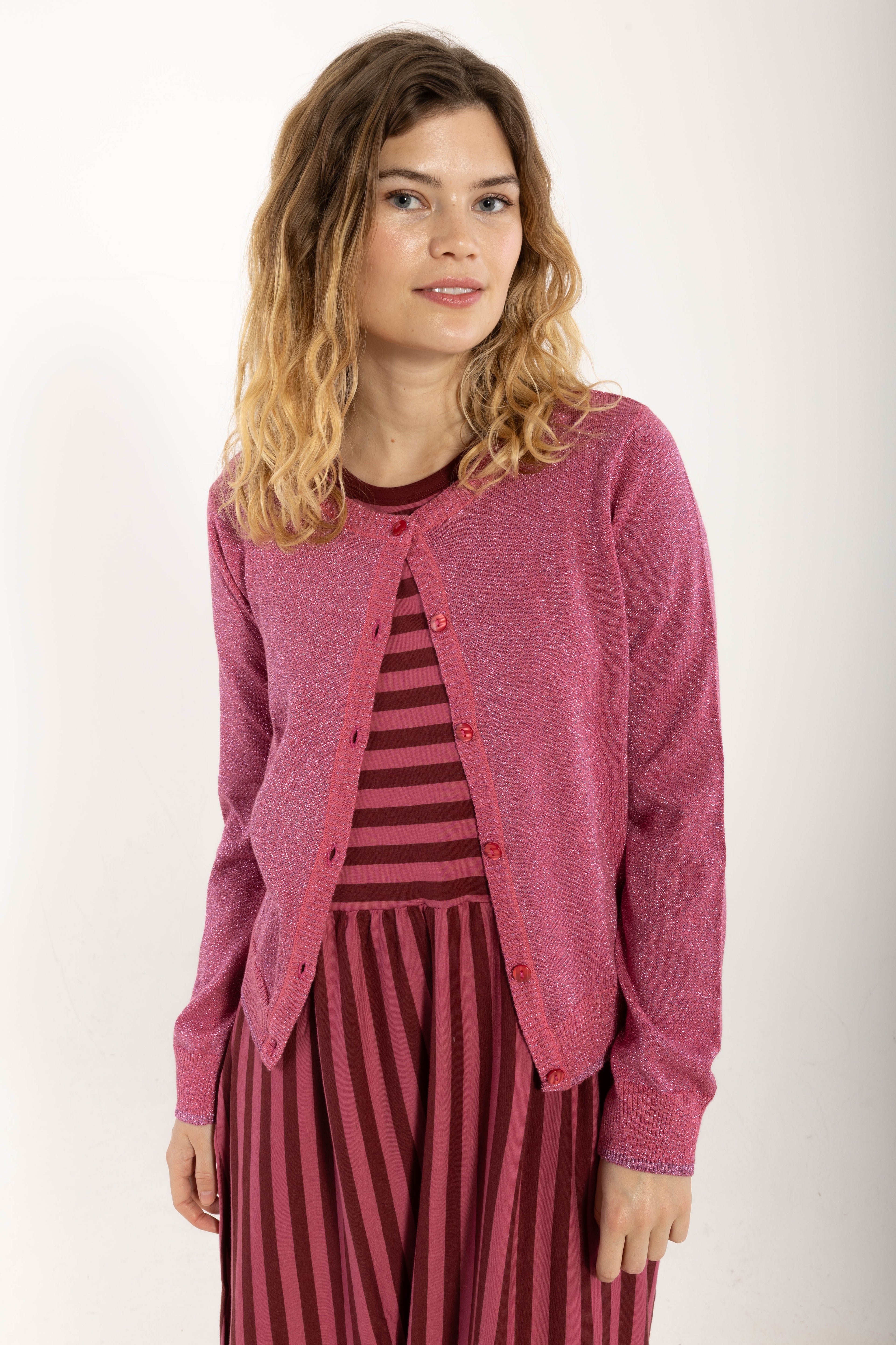 Danesaga Glitter Cardigan Soft Cherry