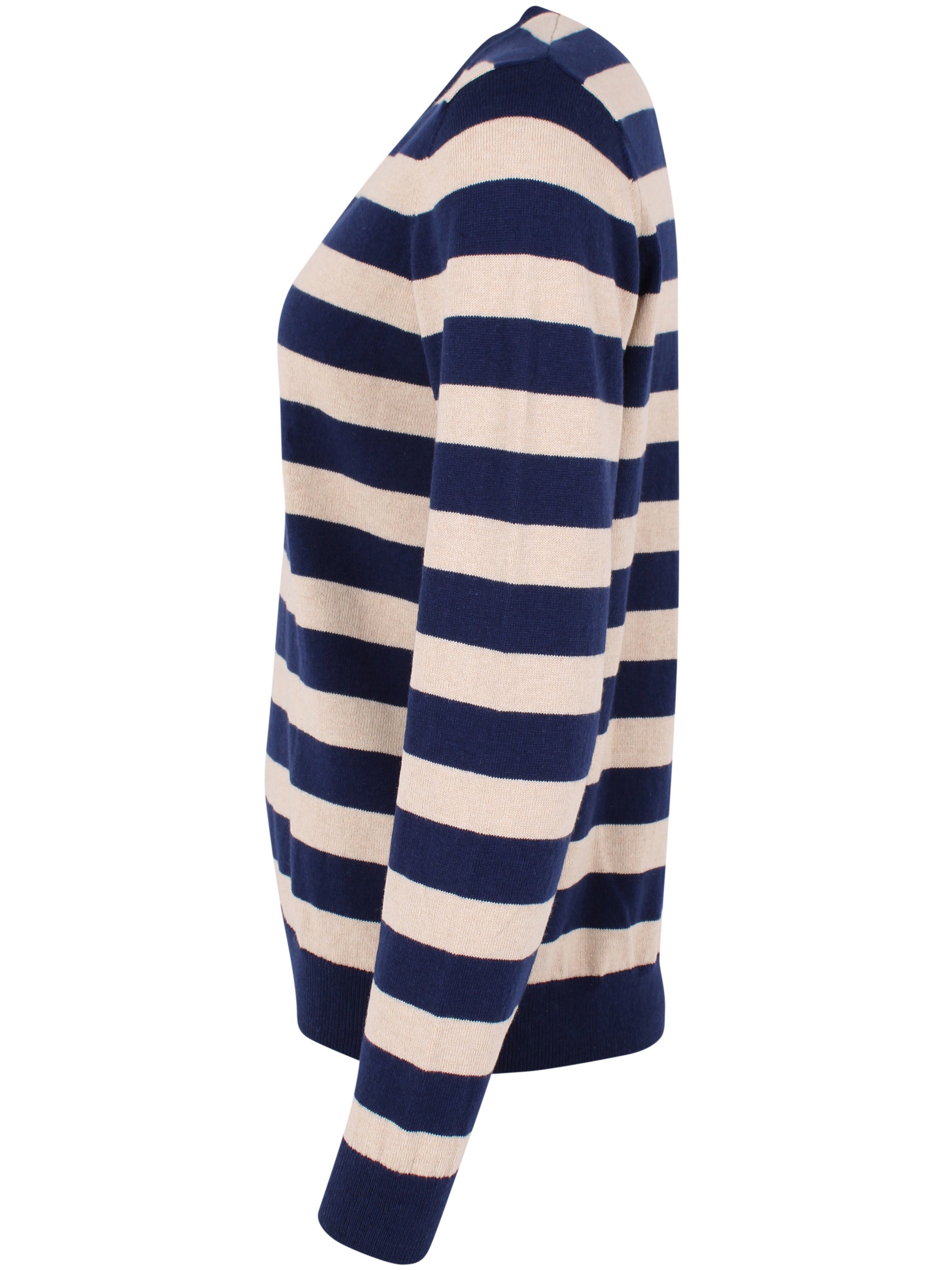 Smart sweater med blå og lyse striber og v-hals til kvinder fra Danefæ