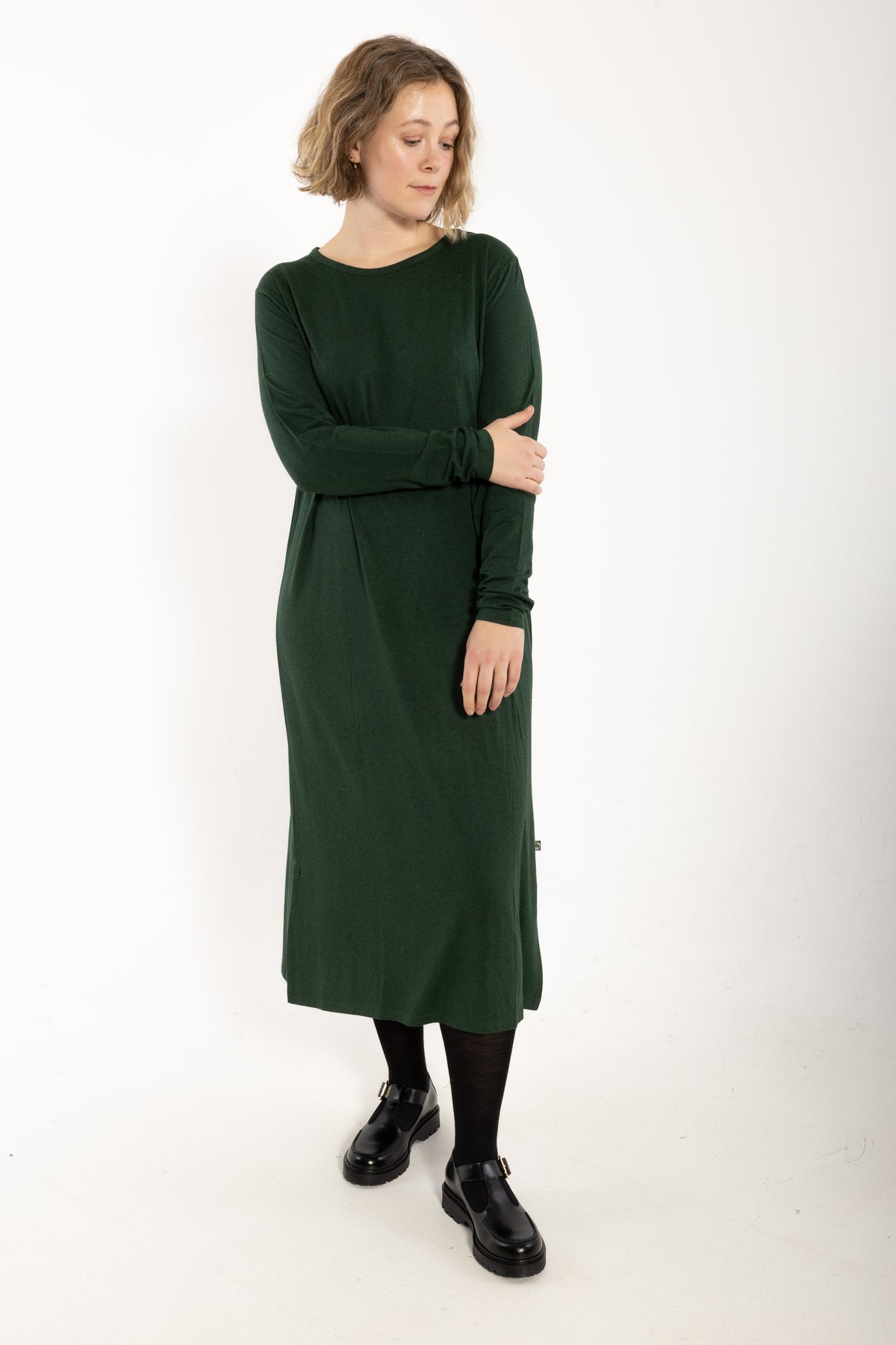Danesweet Wool LS Dress Dark Forest