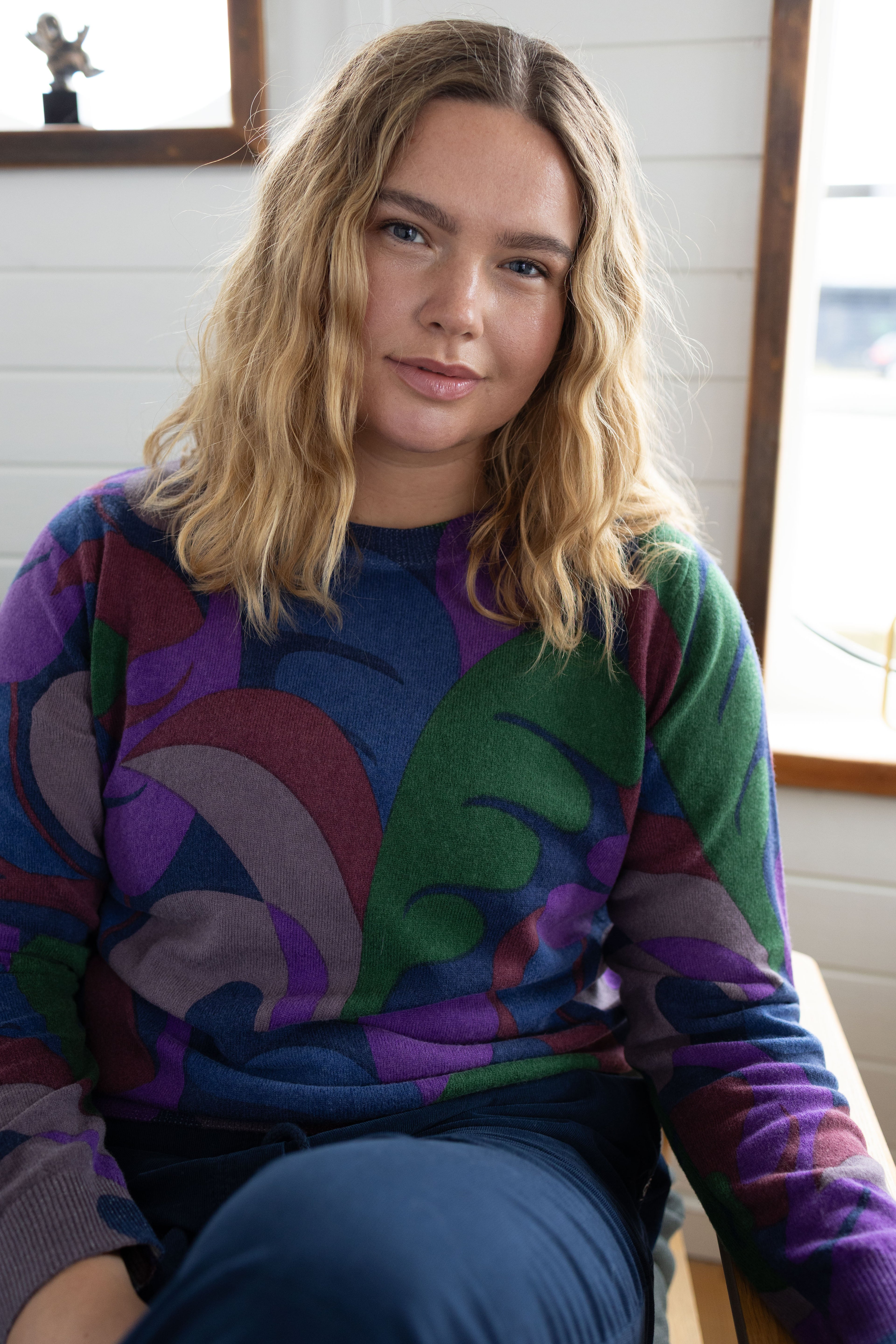 Danevibe Merino Wool AOP Sweater Deep Blue TROPS