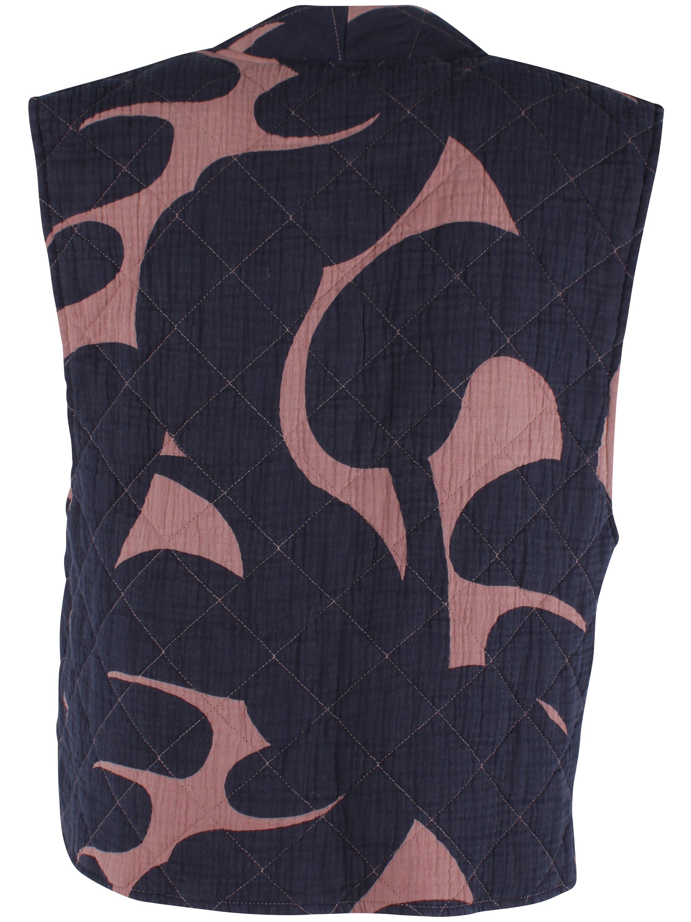 Smuk quiltet vest i fint mønster og flotte farver til kvinder