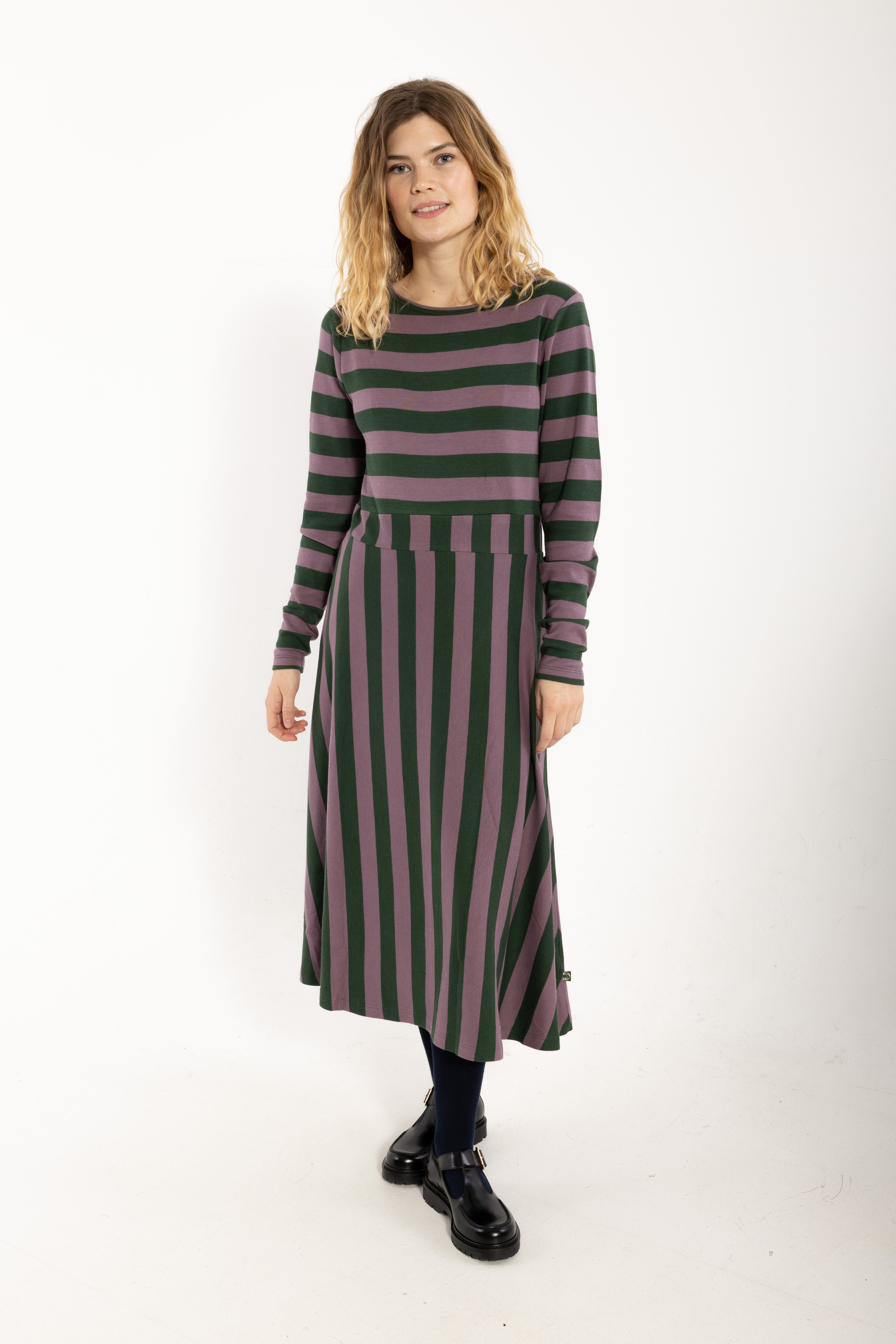 Daneviborg LS Interlock Dress Dark Forest/Grey Plum