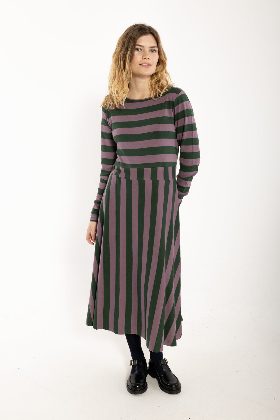 Daneviborg LS Interlock Dress Dark Forest/Grey Plum