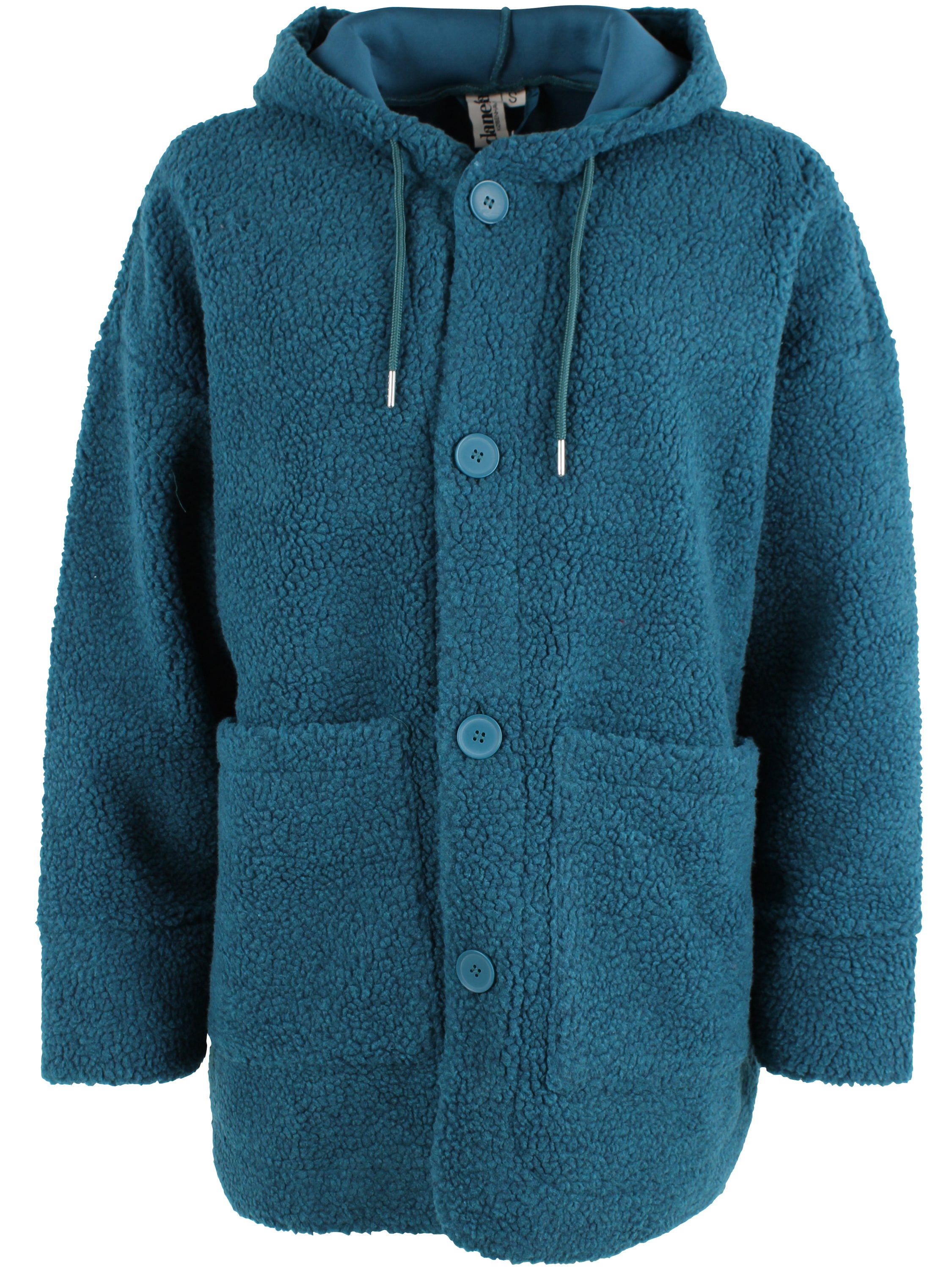 Lækker fuzzy fleecejakke i blågrøn nuance til kvinder