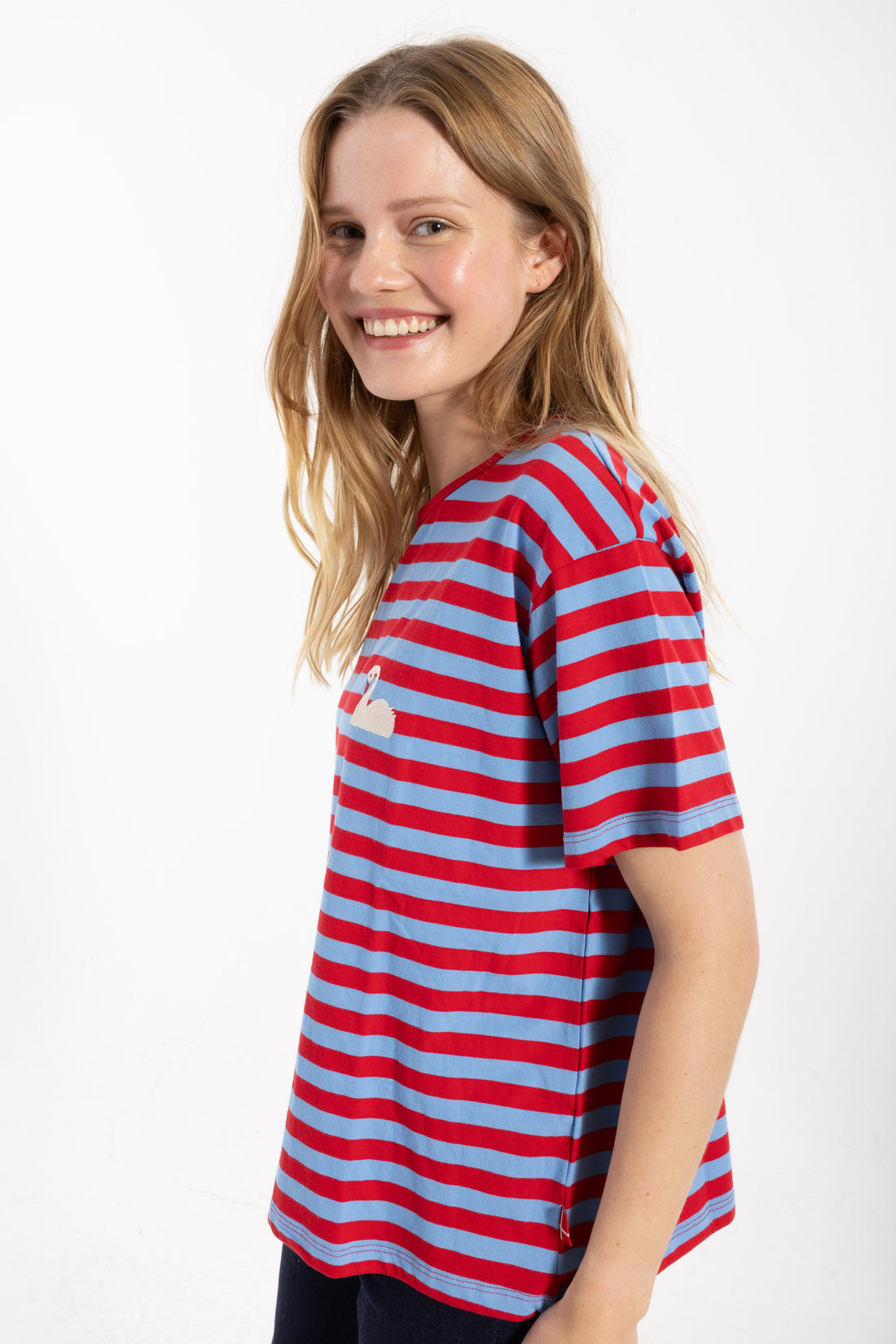 Danebasic Boxy Stripe Tee Light Lilac/Chili STORK