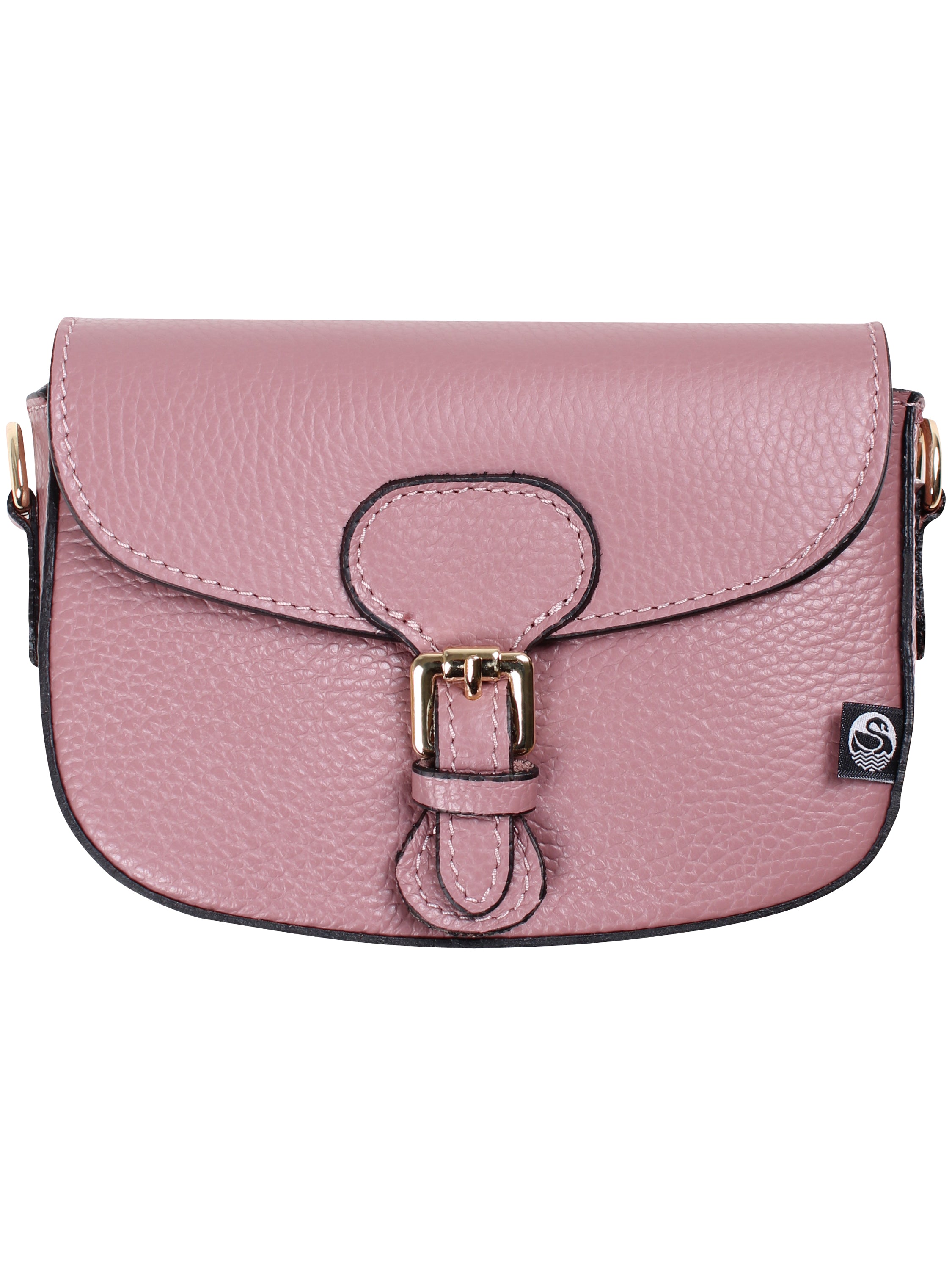 Støvet lilla læder skuldertaske lavet af ægte italiensk læder.