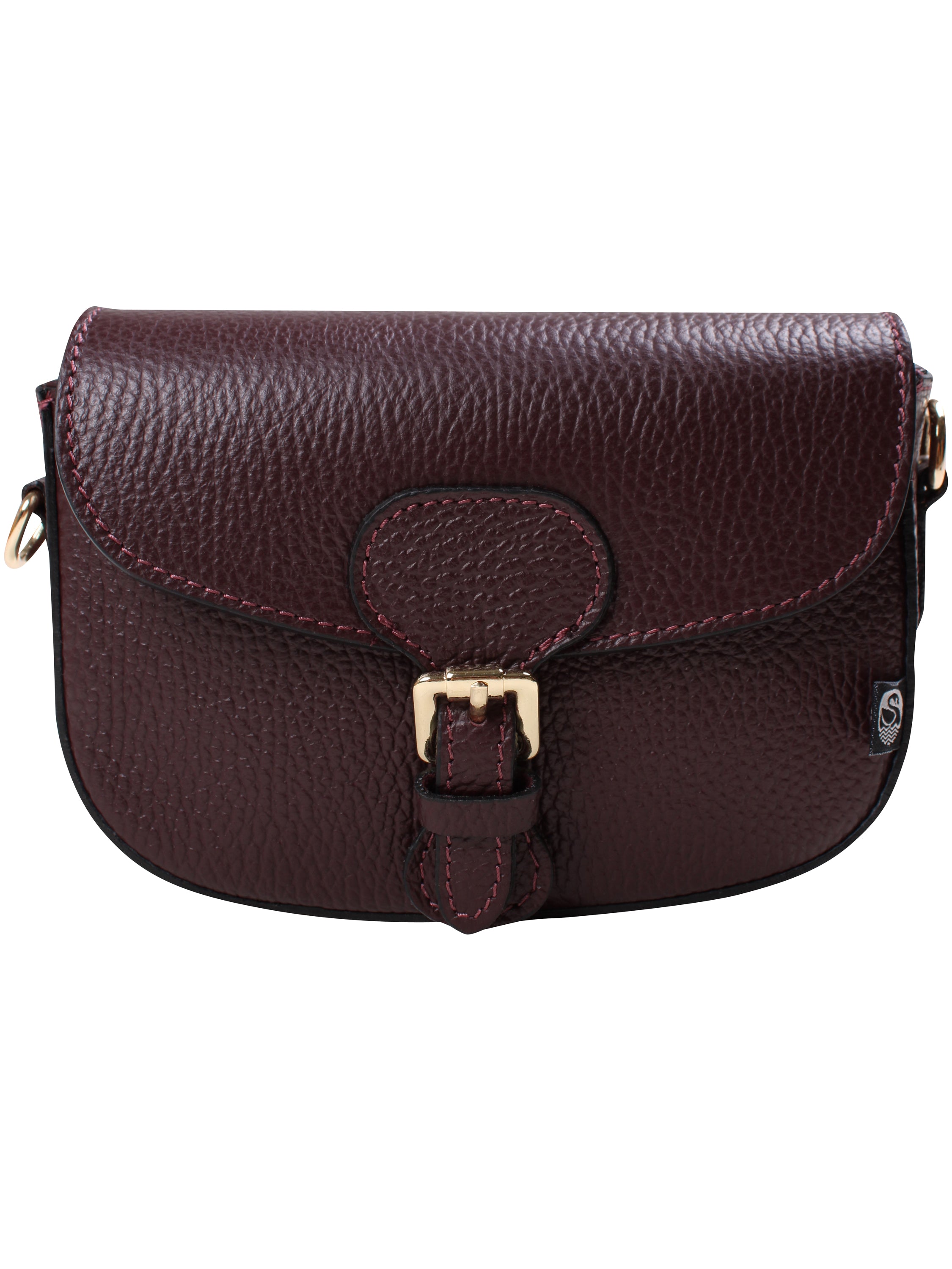Smuk og kompakt vinrød skuldertaske i læder med crossbodyrem