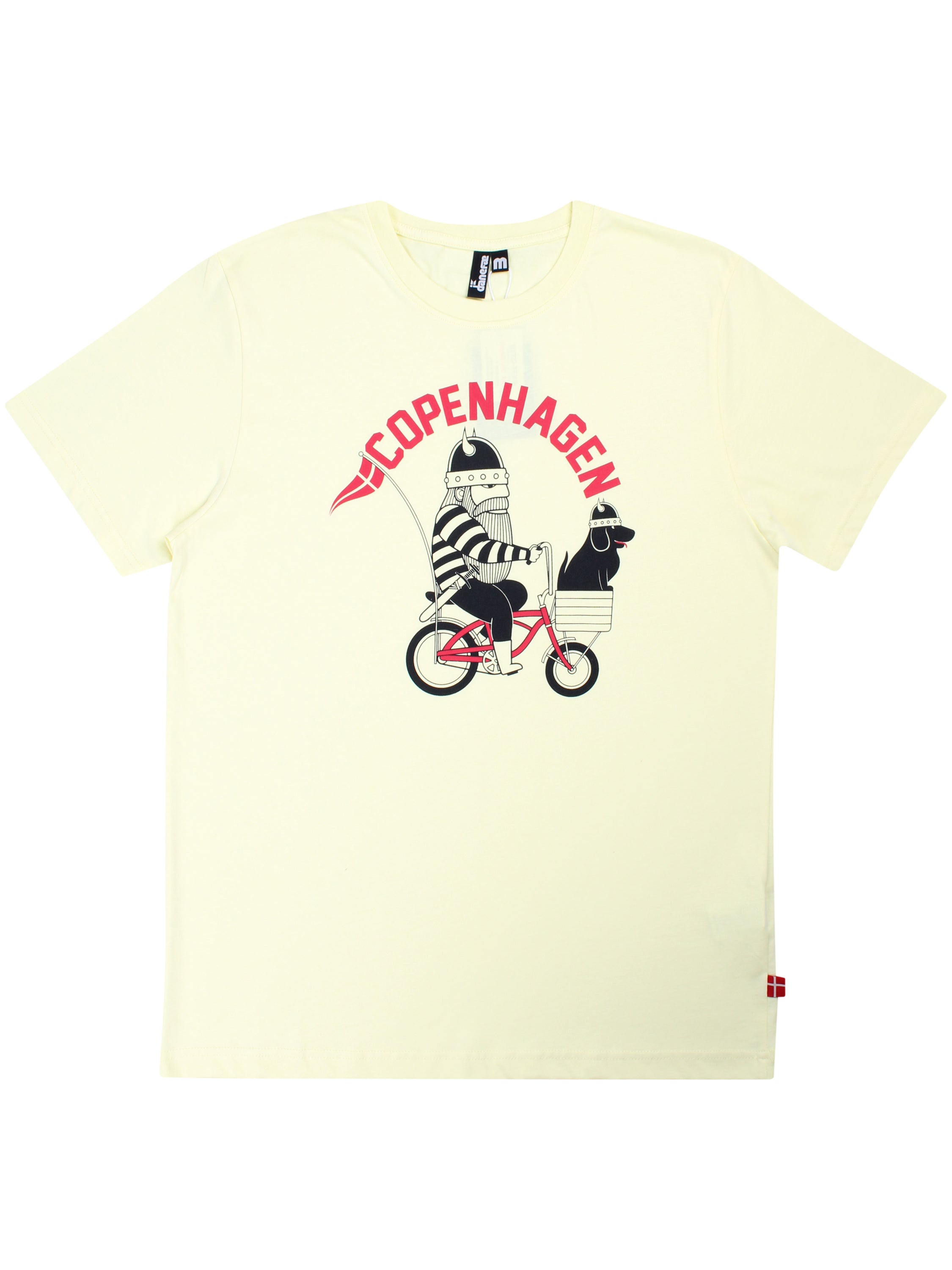 Men's t-shirt with a beautiful Viking on a bicycle. Shop Danefæ here!