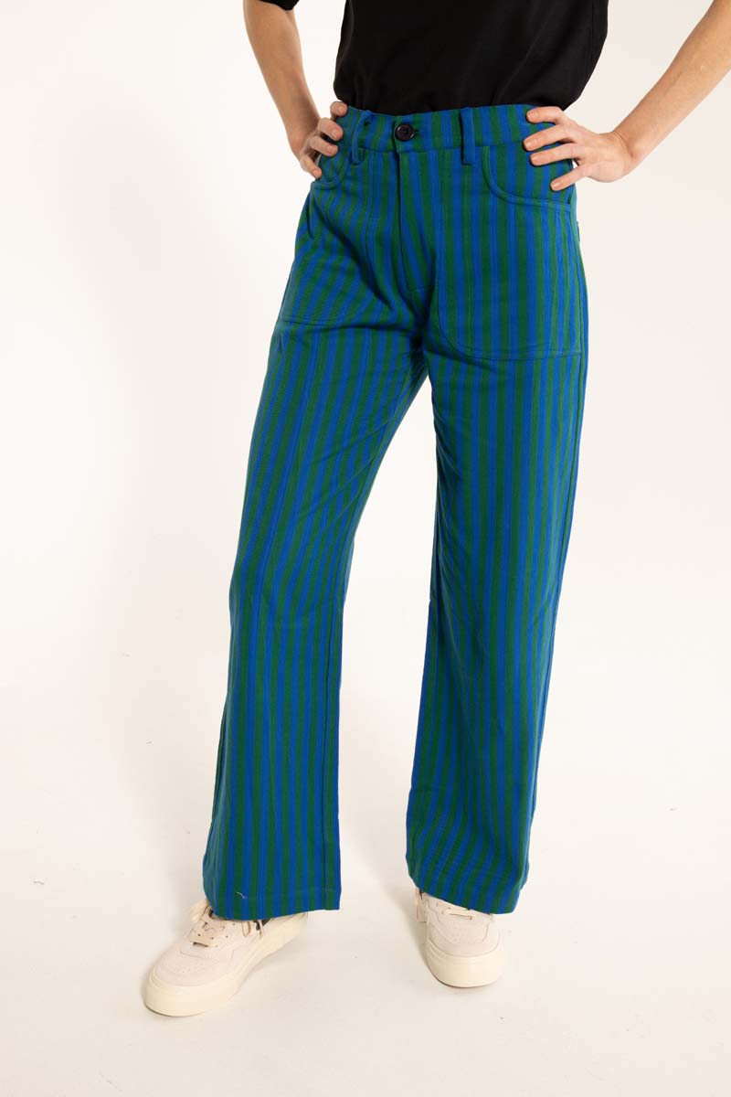 Danedaisy Light Canvas Pants Dark Pine/Deep Blue